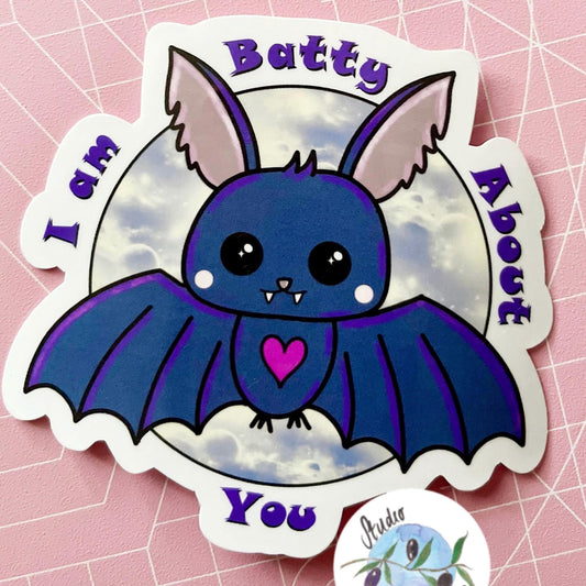 Bat I’m Batty About You Waterproof Vinyl Sticker