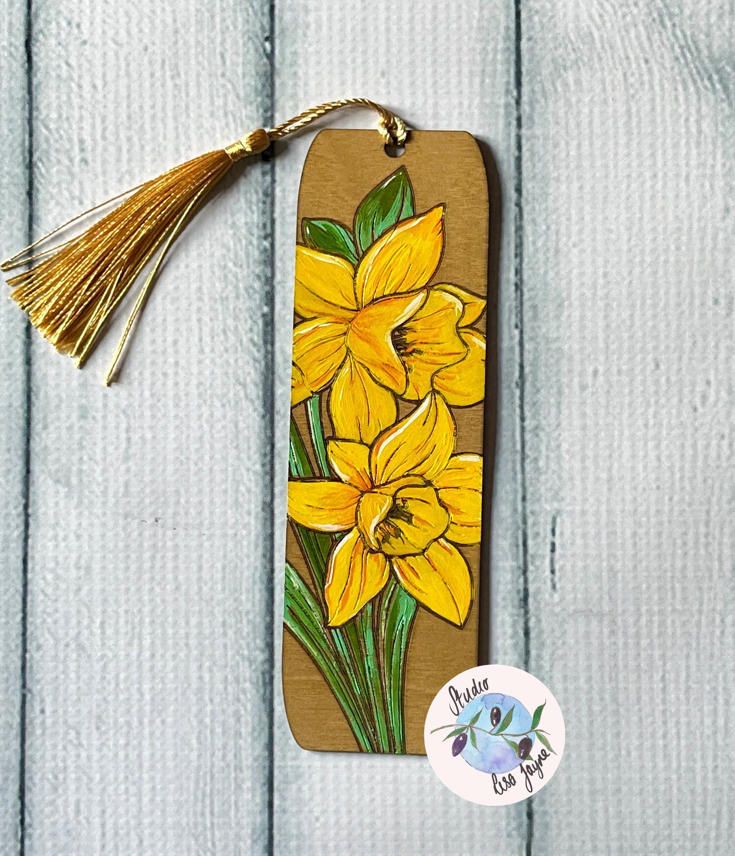 Handpainted Flower Floral Wooden Bookmark