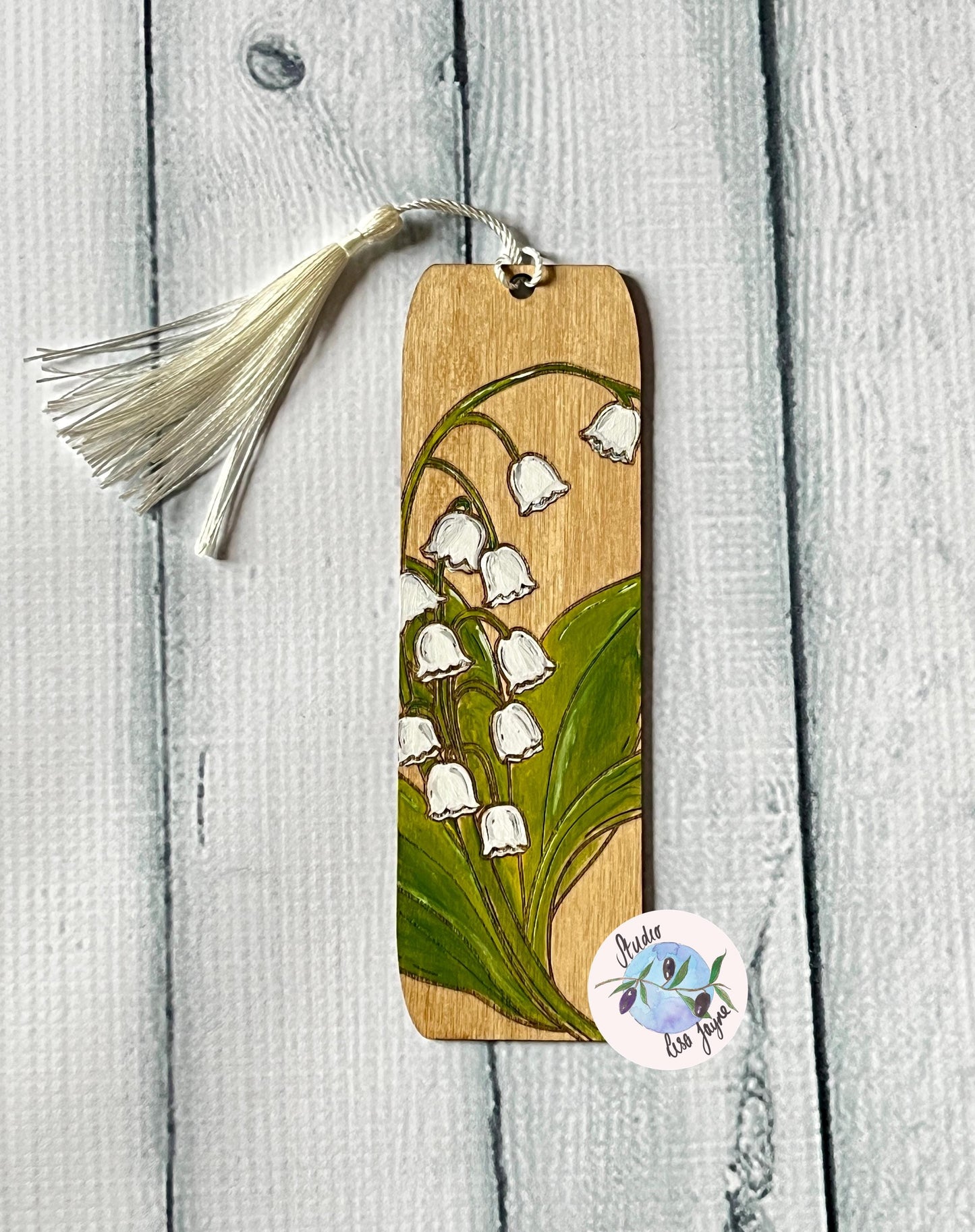 Handpainted Flower Floral Wooden Bookmark