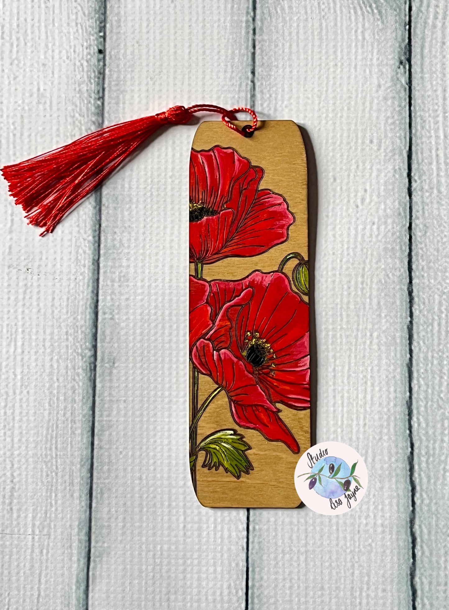 Handpainted Flower Floral Wooden Bookmark