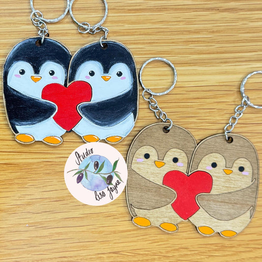 Penguin Couple Love Keyring Pair Best Friend Anniversary Birthday Gift