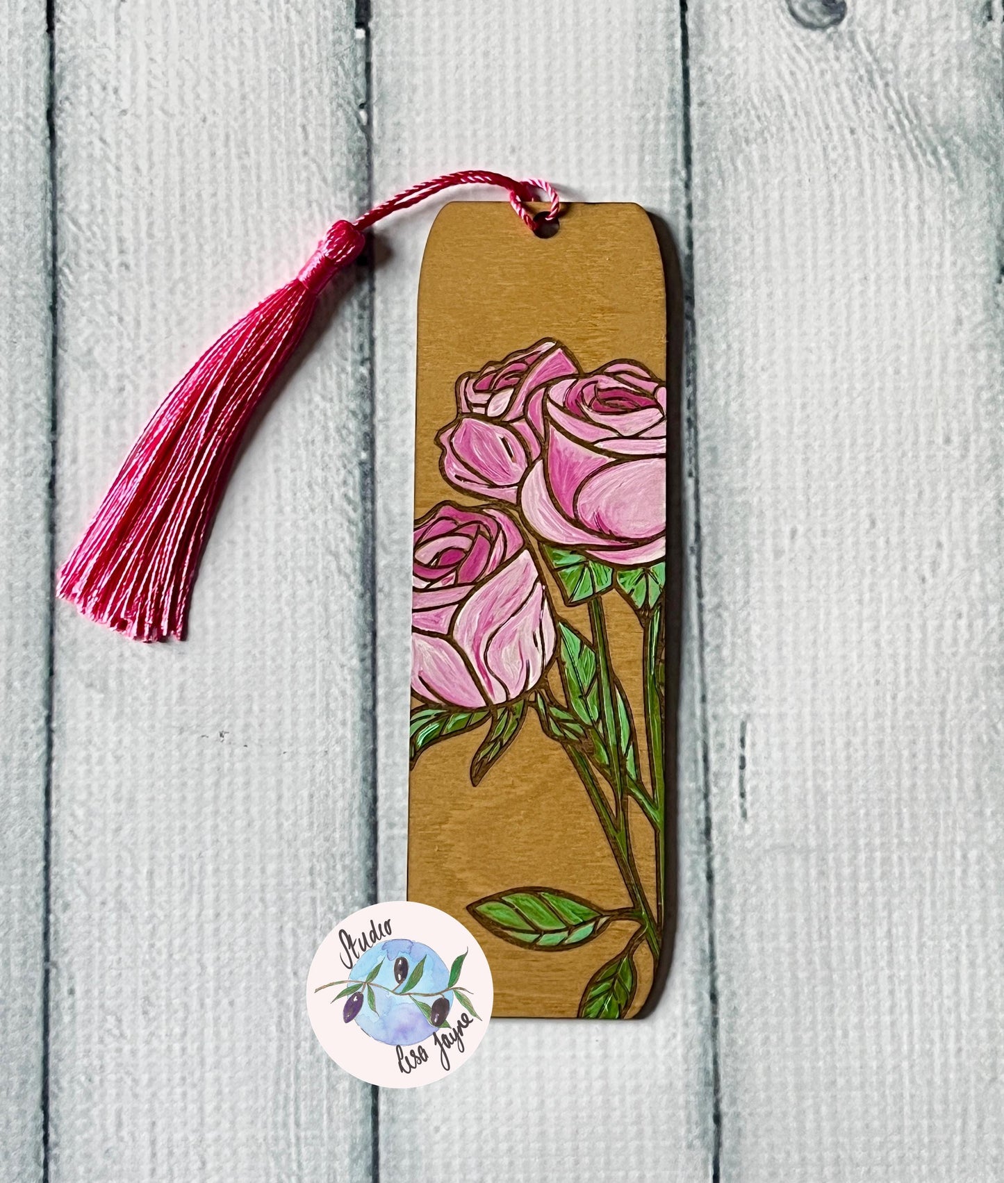 Handpainted Flower Floral Wooden Bookmark