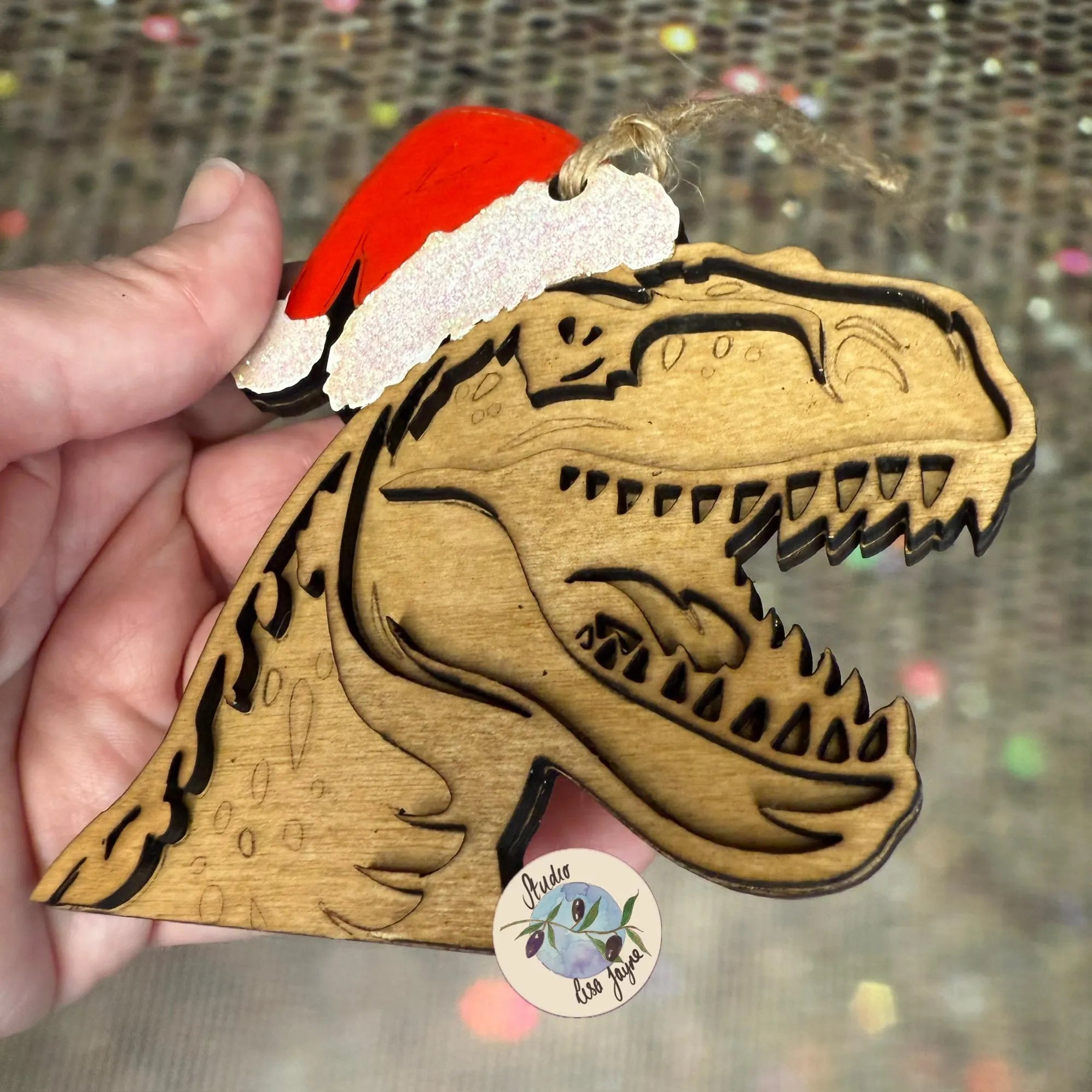 Christmas Dinosaur Handmade Tyrannosaurus Christmas Tree Decoration Personalised