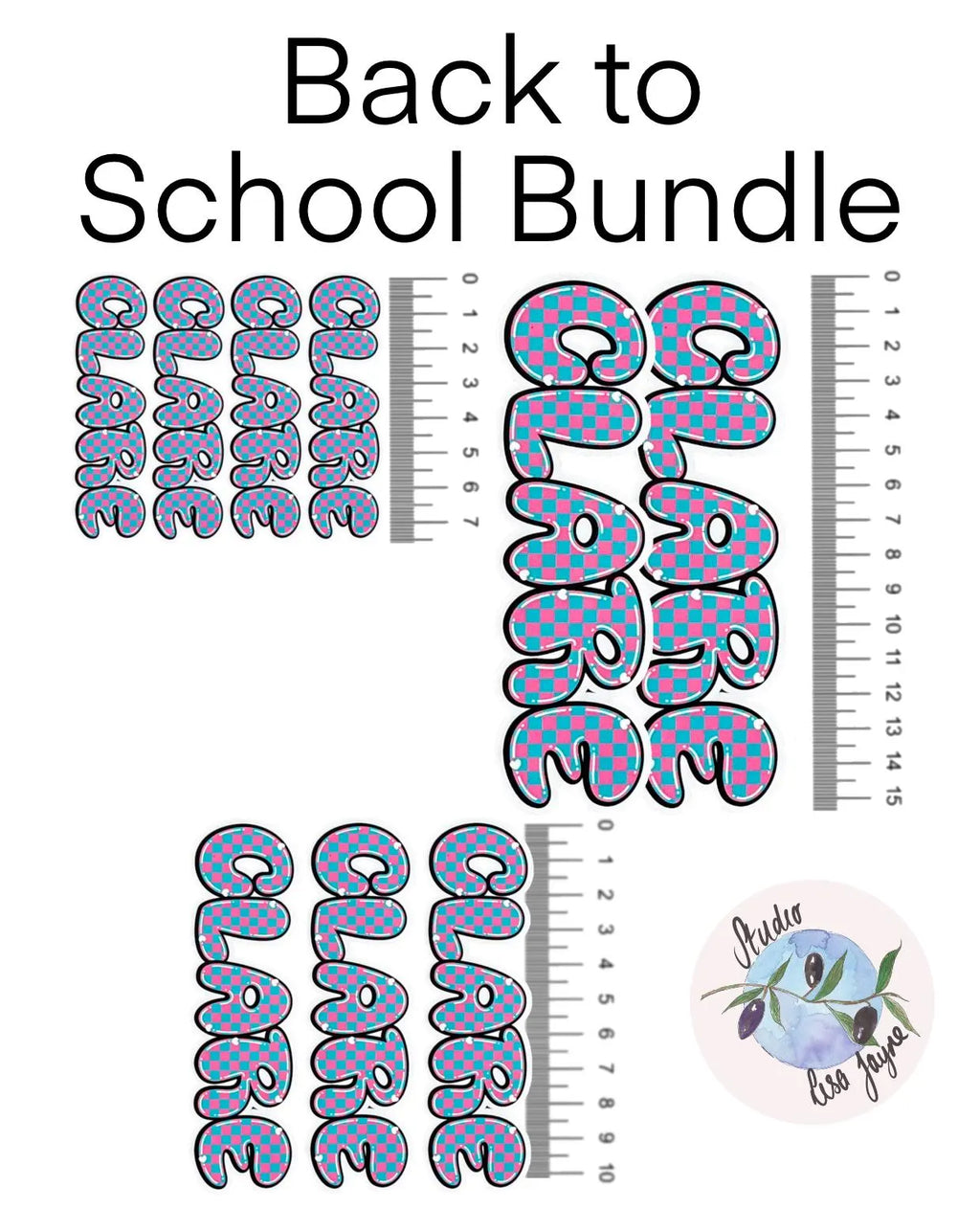 Checkered Check Pink And Blue Name Sticker