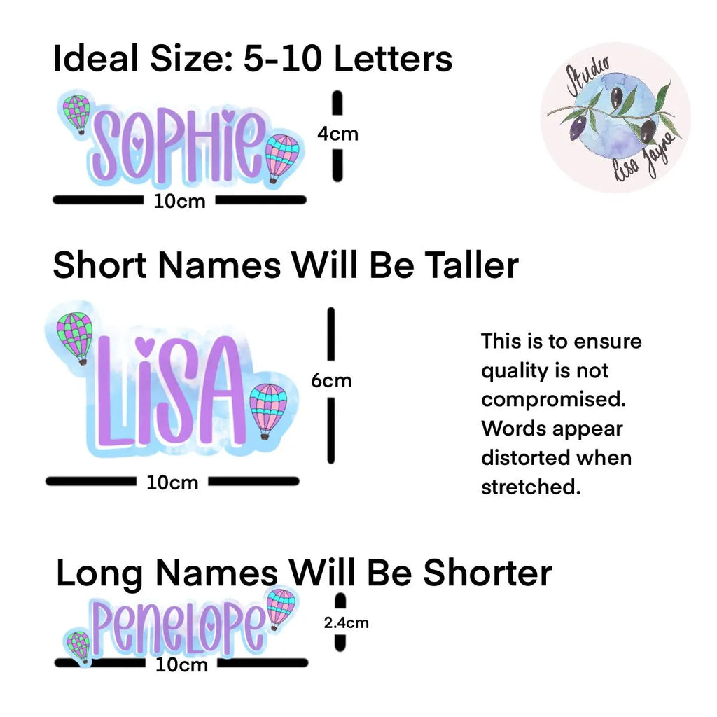 Hot Air Balloon Personalised Waterproof Vinyl Sticker