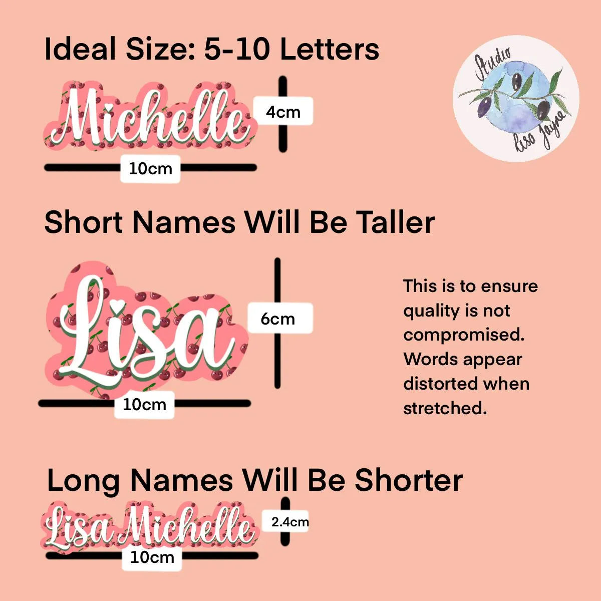 Cherry Name Personalised Waterproof Vinyl Sticker