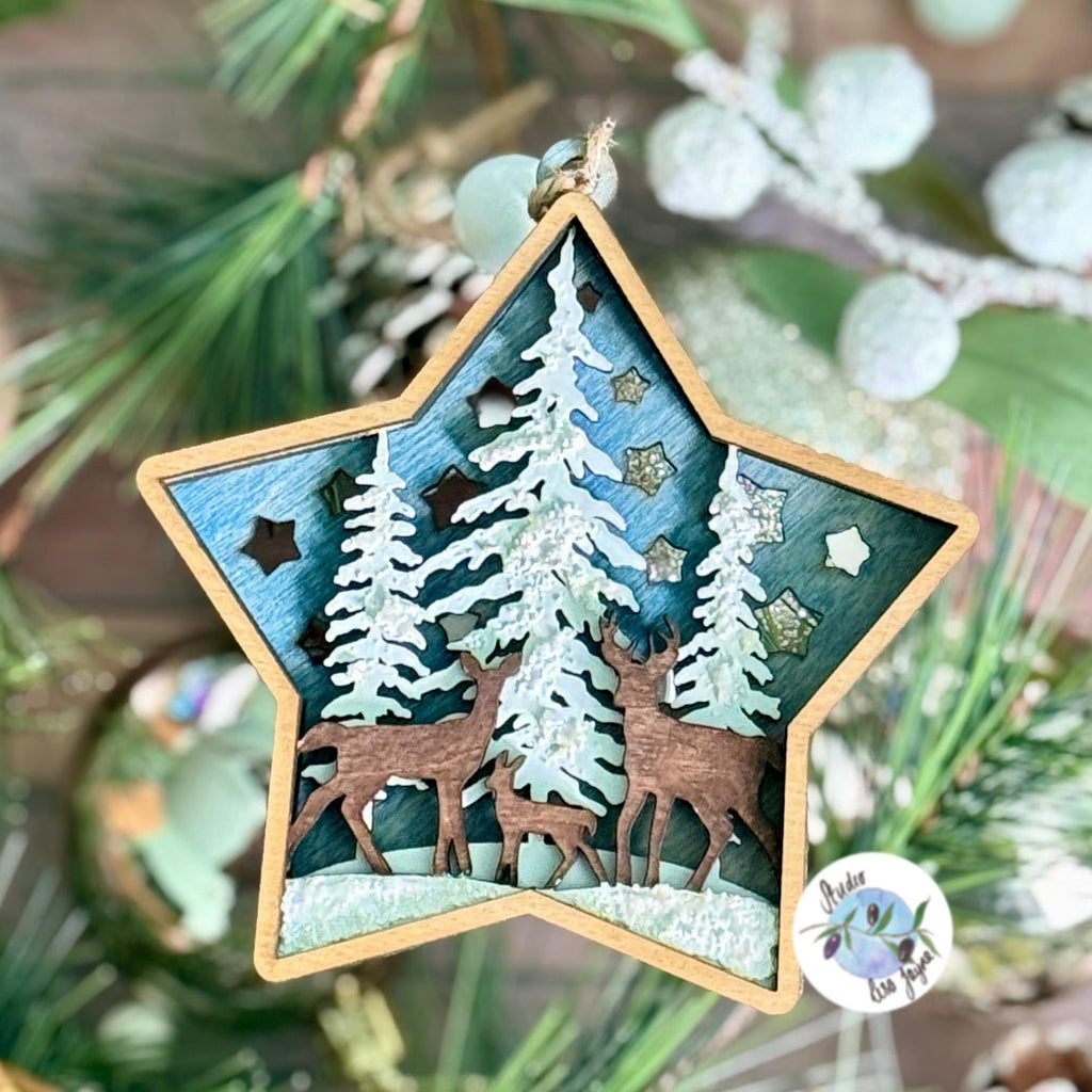 Christmas Star Tree Decoration Wooden Layered Handmade