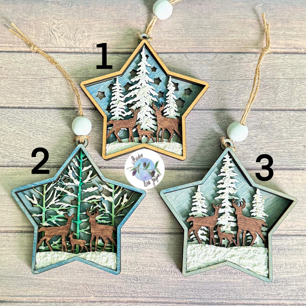 Christmas Star Tree Decoration Wooden Layered Handmade