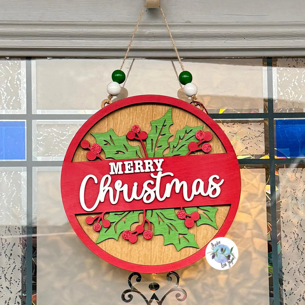 Merry Christmas Hanging Wall Sign Handmade and Hand Painted