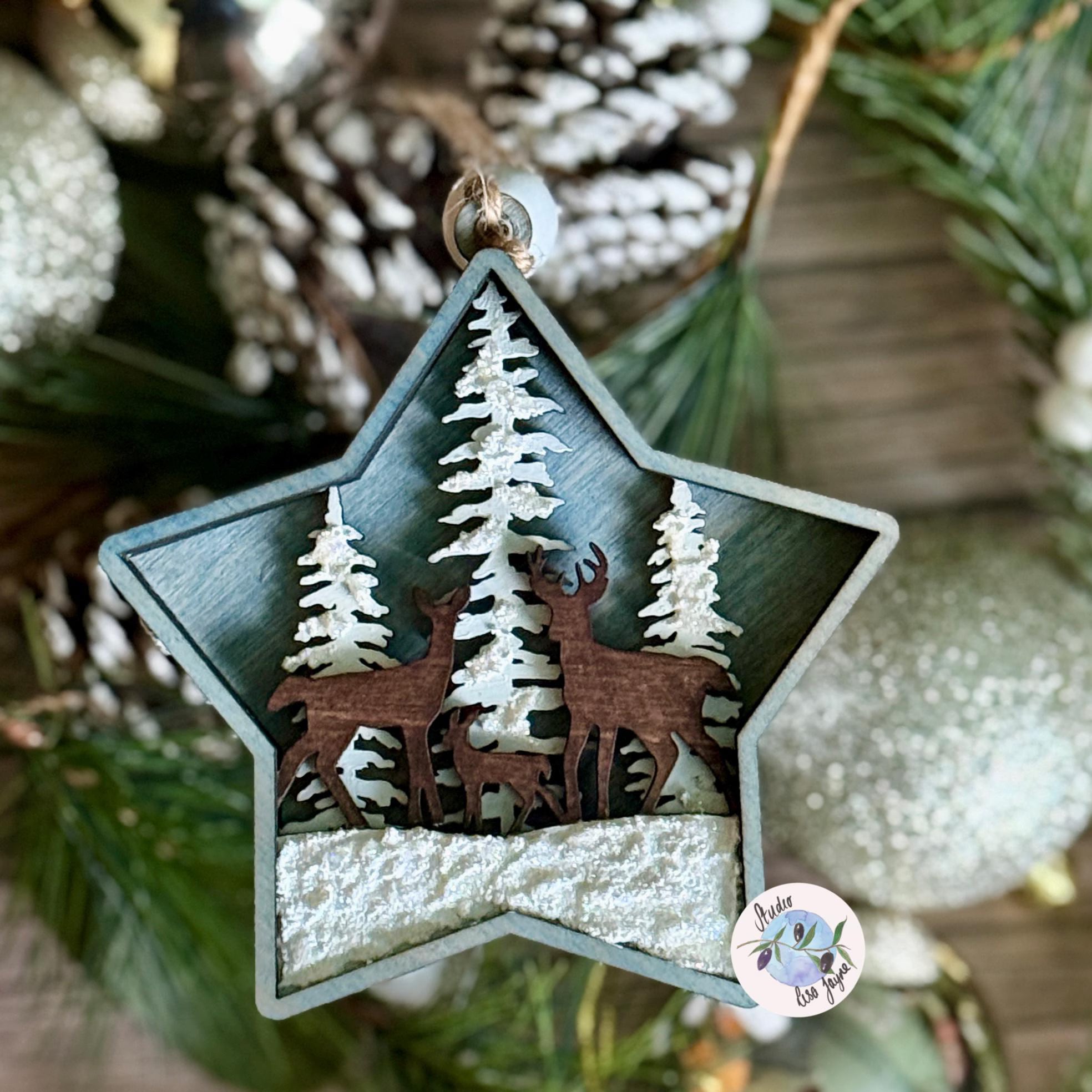 Christmas Star Tree Decoration Wooden Layered Handmade