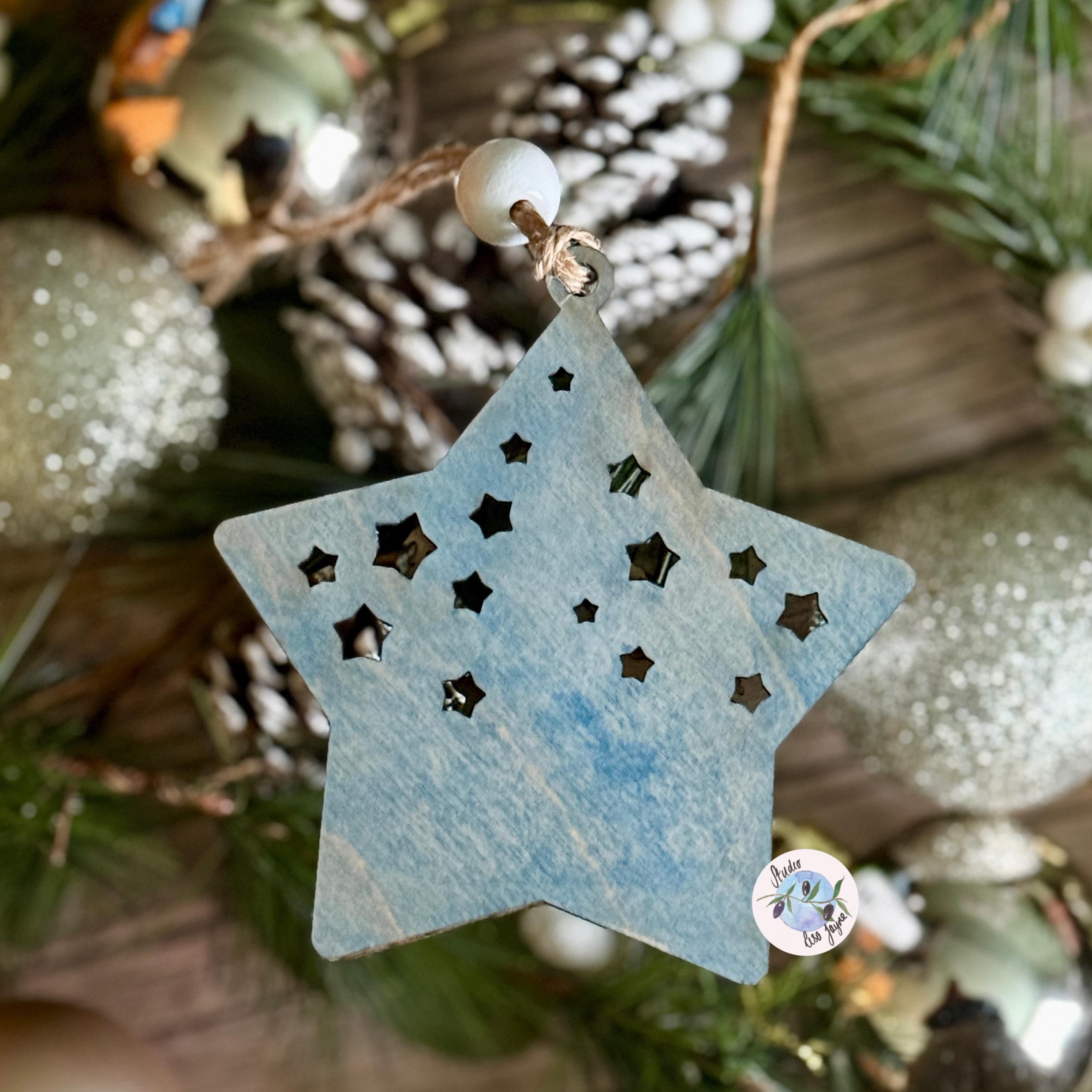 Christmas Star Tree Decoration Wooden Layered Handmade
