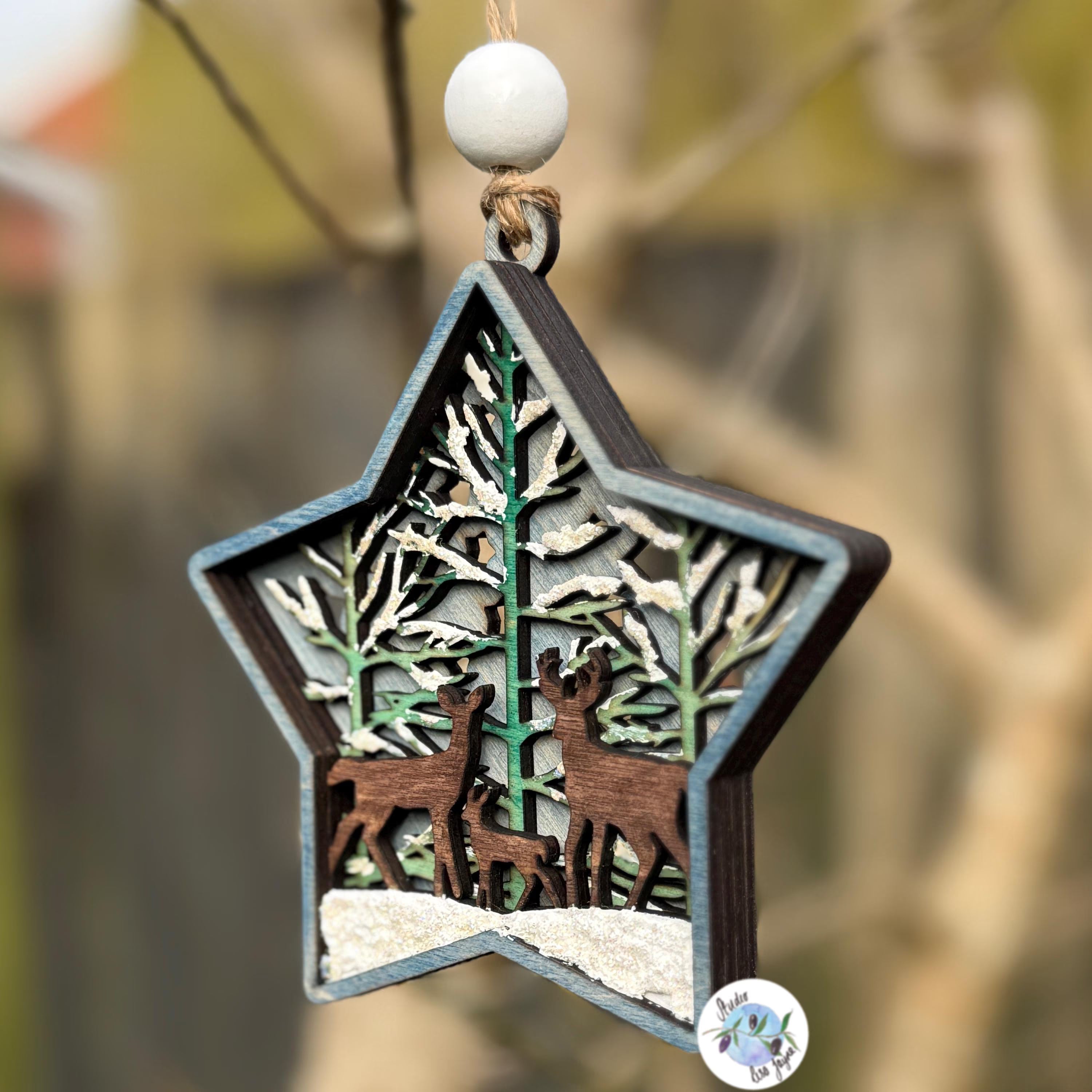 Christmas Star Tree Decoration Wooden Layered Handmade