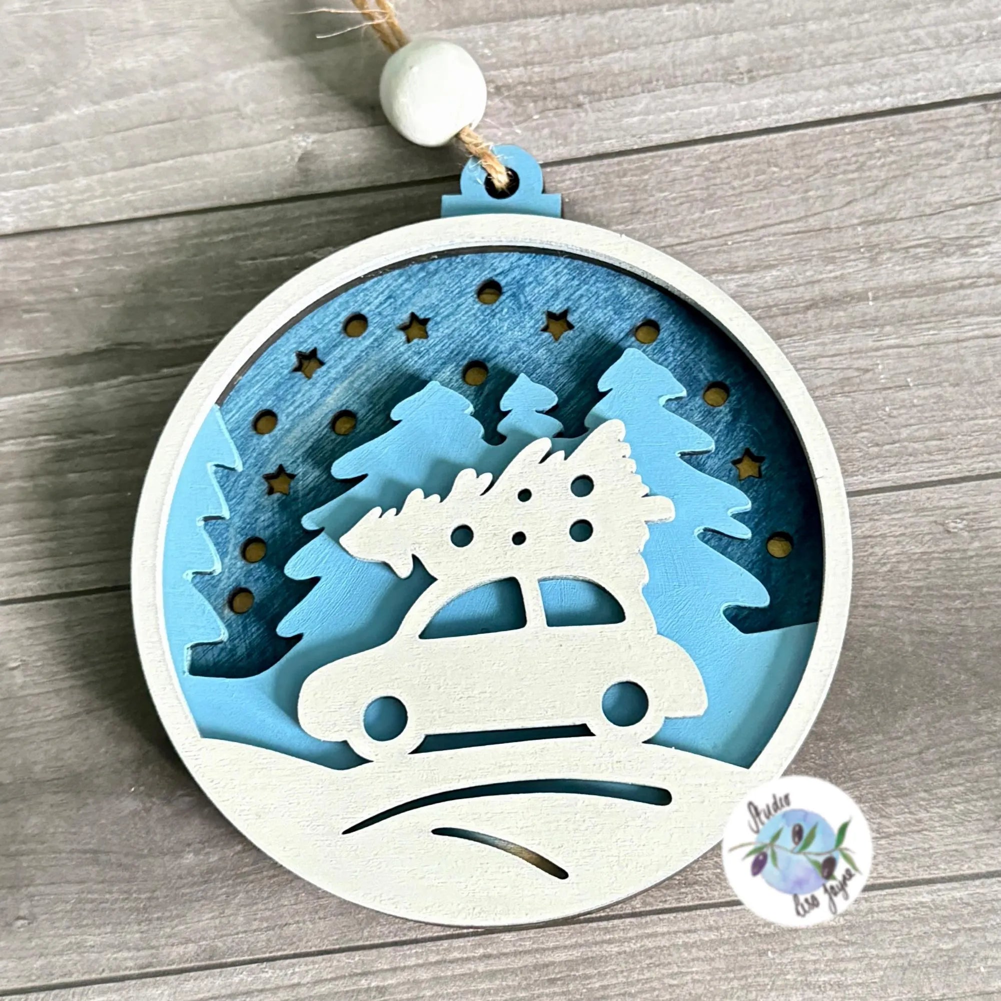 Driving Home For Christmas - Tree Decoration Wooden Layered Handmade