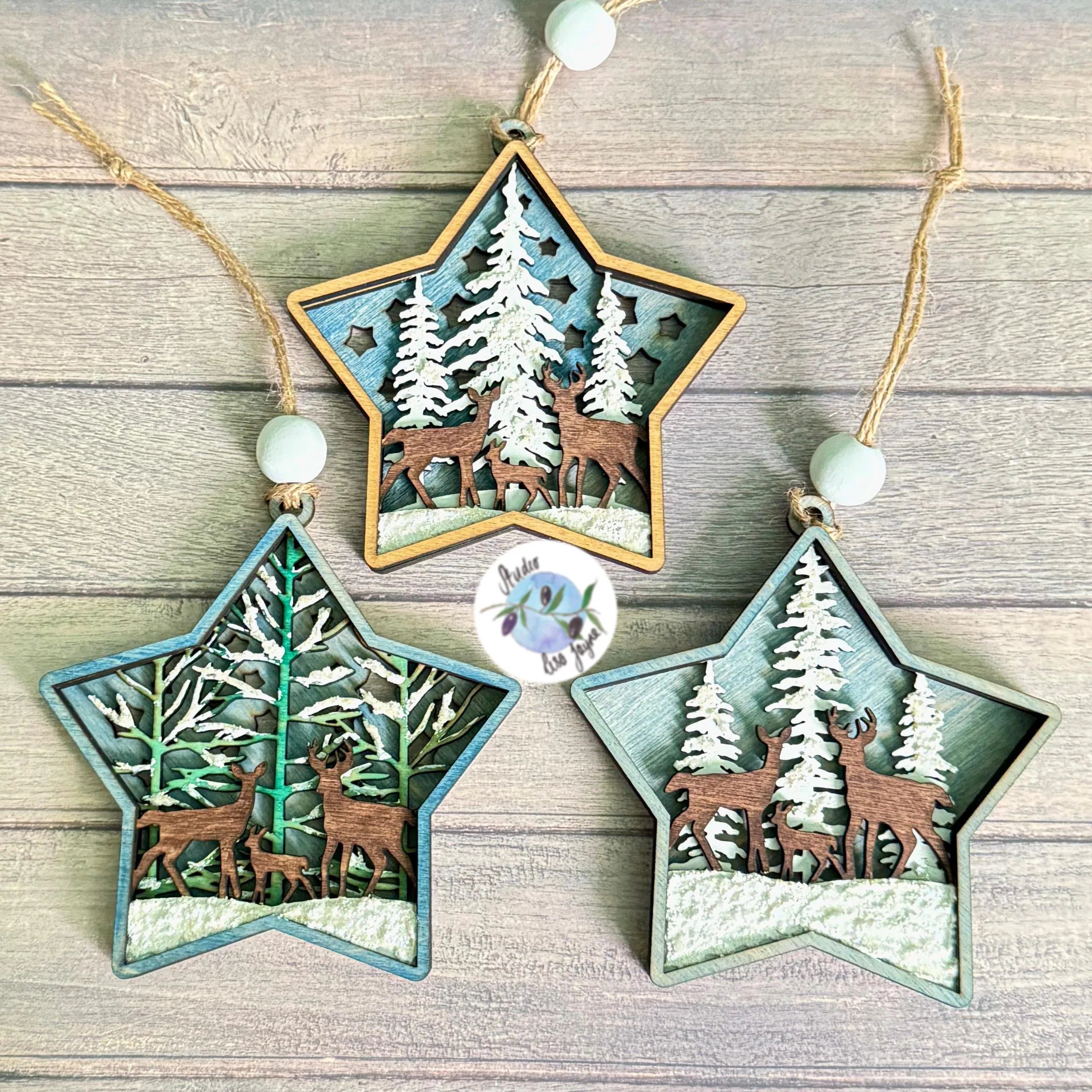 Christmas Star Tree Decoration Wooden Layered Handmade