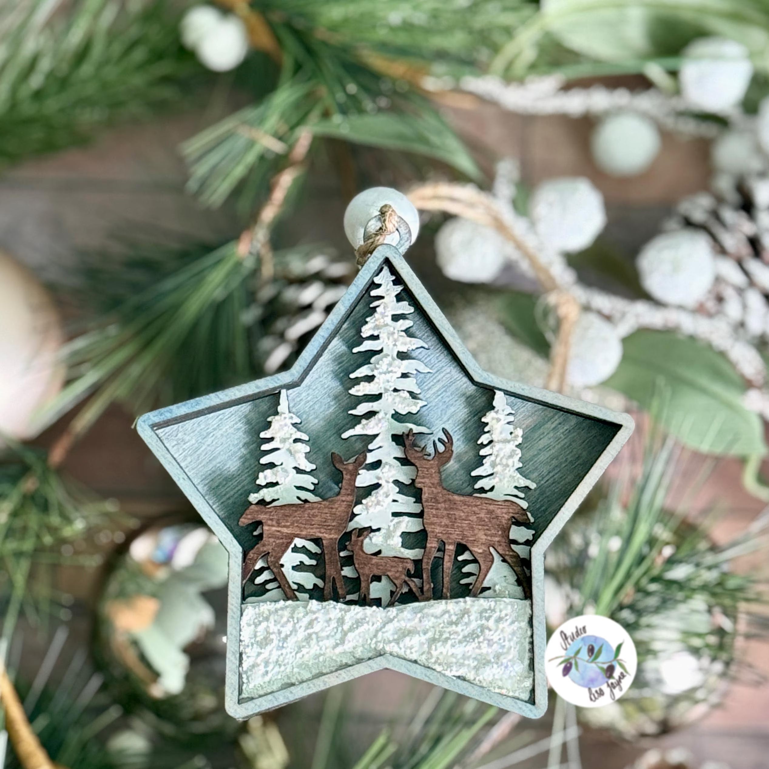 Christmas Star Tree Decoration Wooden Layered Handmade