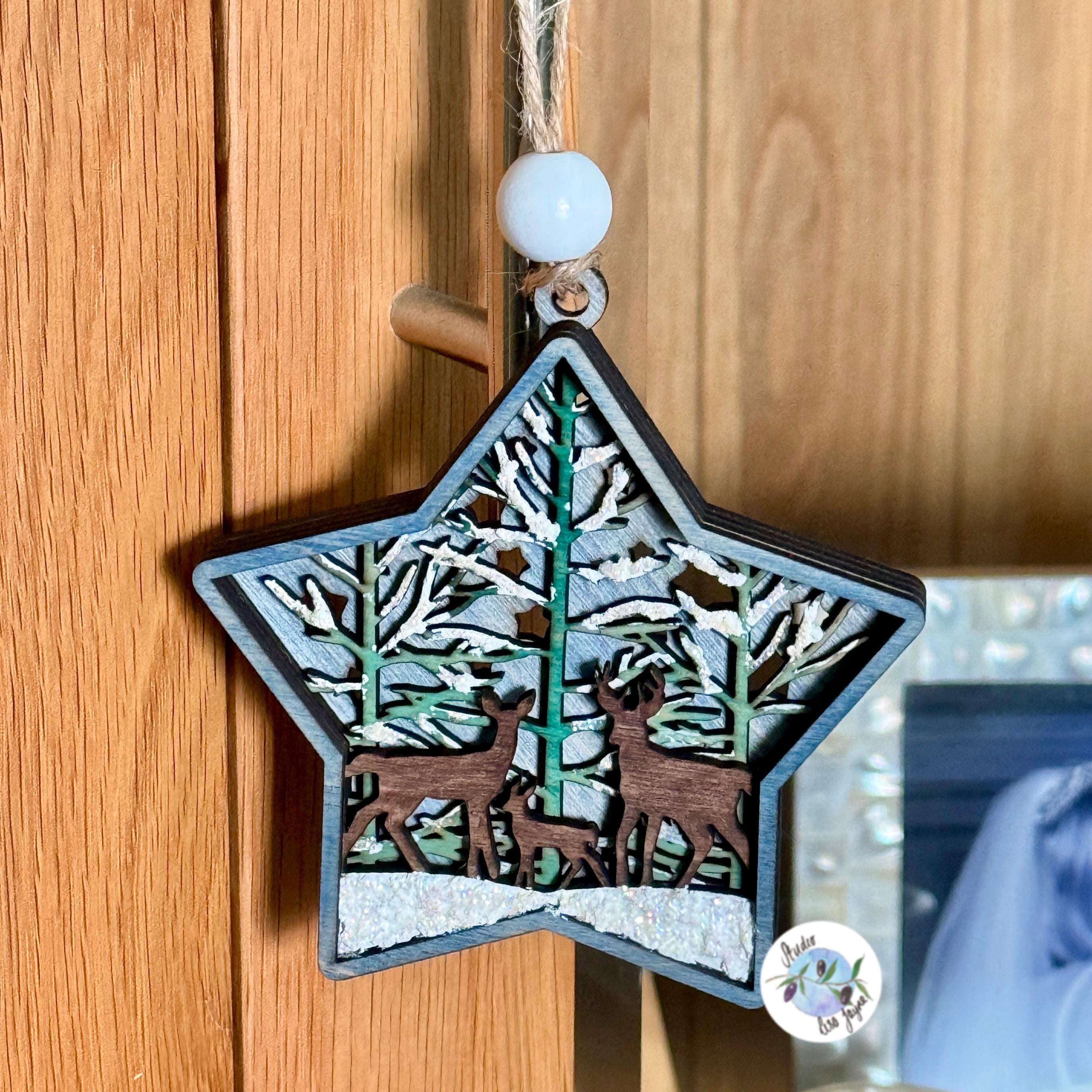 Christmas Star Tree Decoration Wooden Layered Handmade