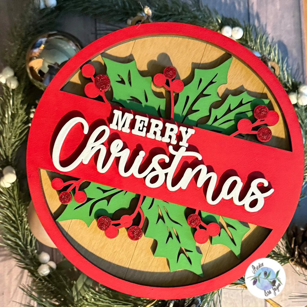 Merry Christmas Hanging Wall Sign Handmade and Hand Painted