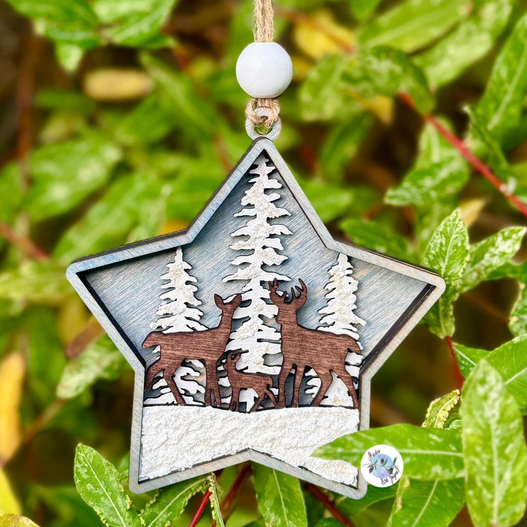 Christmas Star Tree Decoration Wooden Layered Handmade