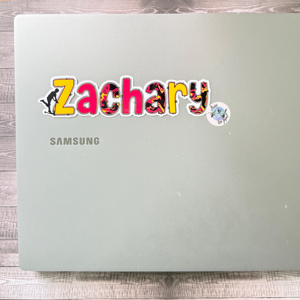 Scooter Name Personalised Waterproof Vinyl Sticker Label Kids