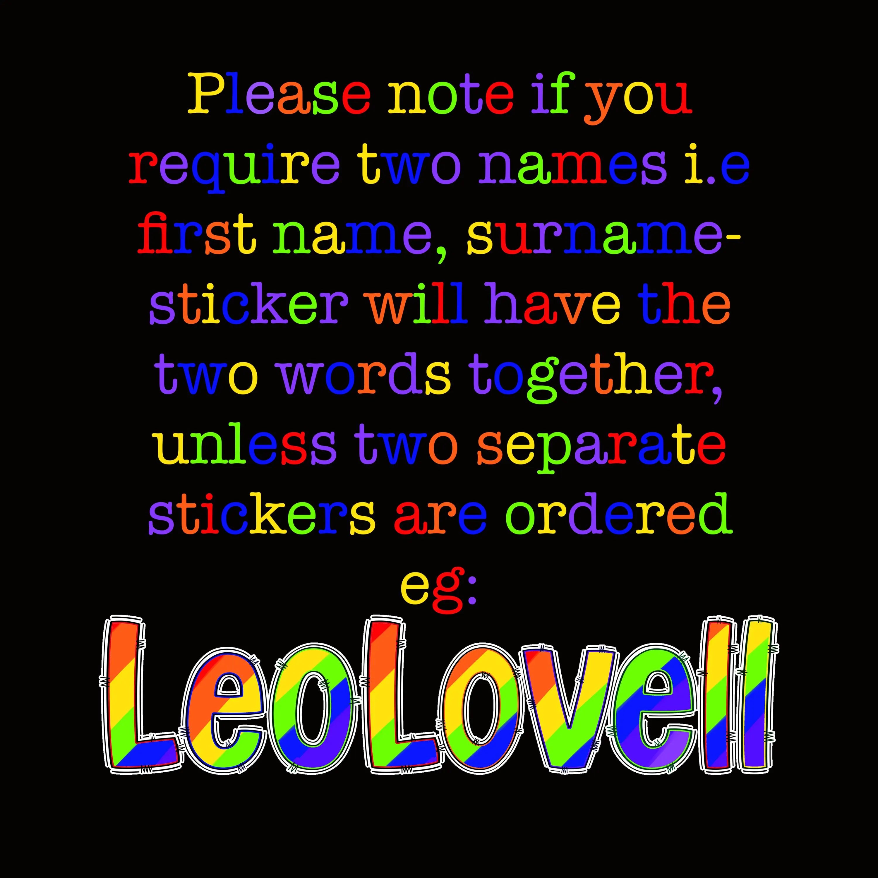 Rainbow Colourful Name Personalised Waterproof Vinyl Sticker - Label Kids