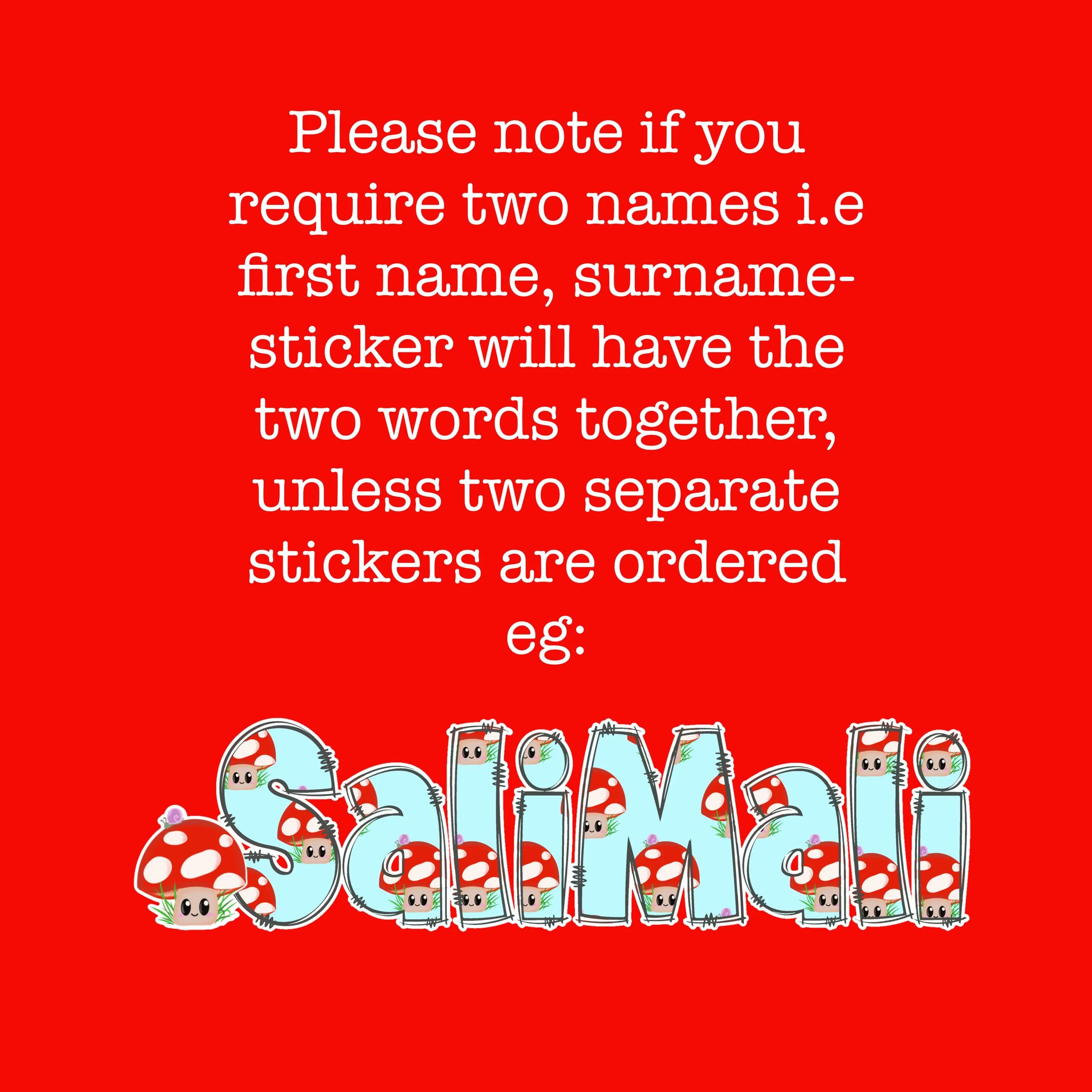 Mushroom Toadstool Fungi Name Personalised Waterproof Vinyl Sticker Label Kids