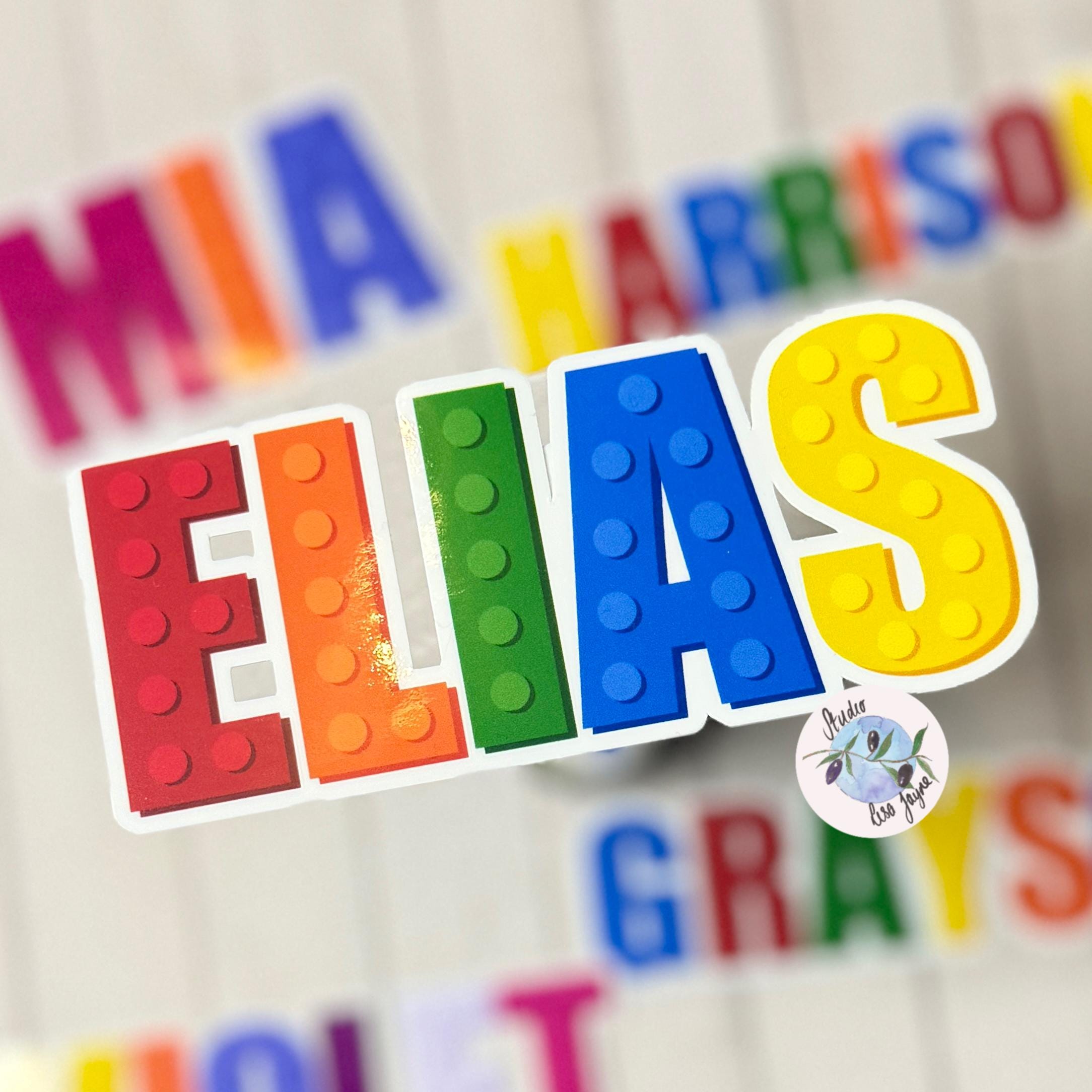 Building Block Colourful Name Sticker Label Kids