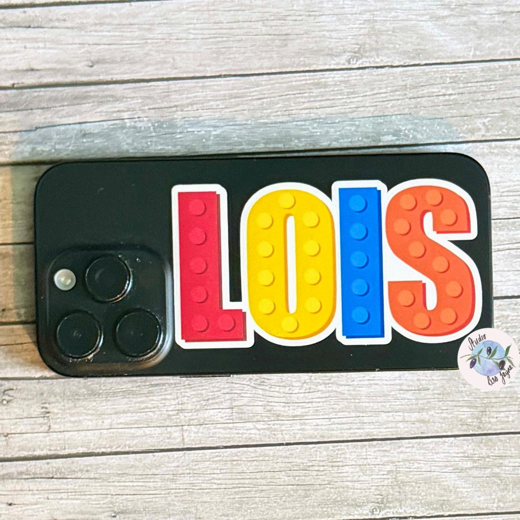 Building Block Colourful Name Sticker Label Kids