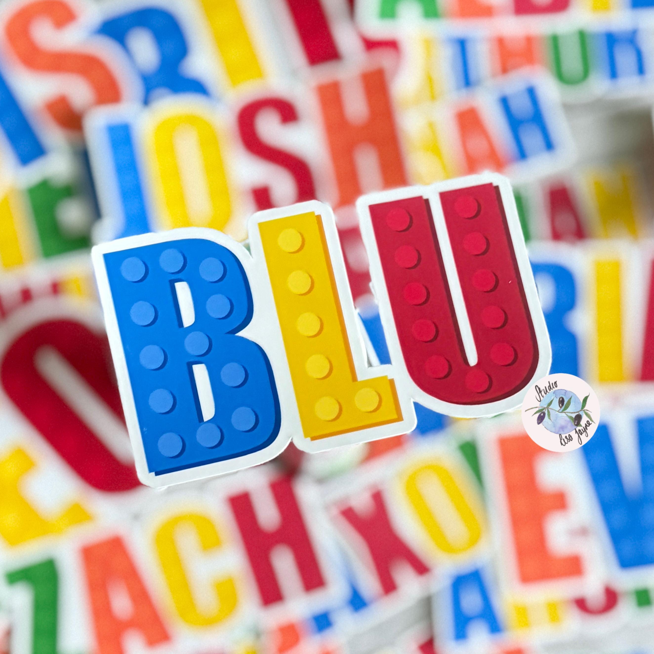 Building Block Colourful Name Sticker Label Kids