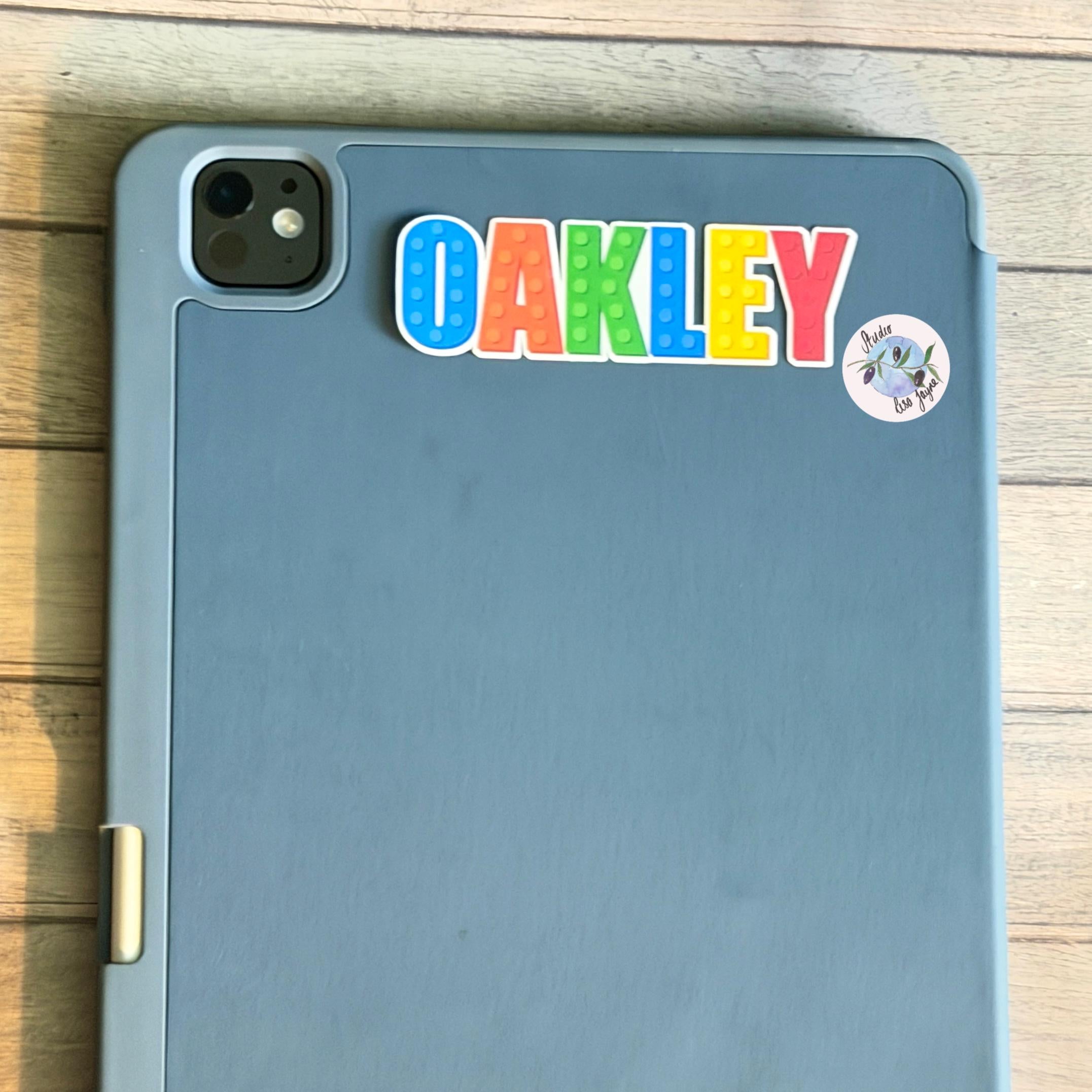 Building Block Colourful Name Sticker Label Kids