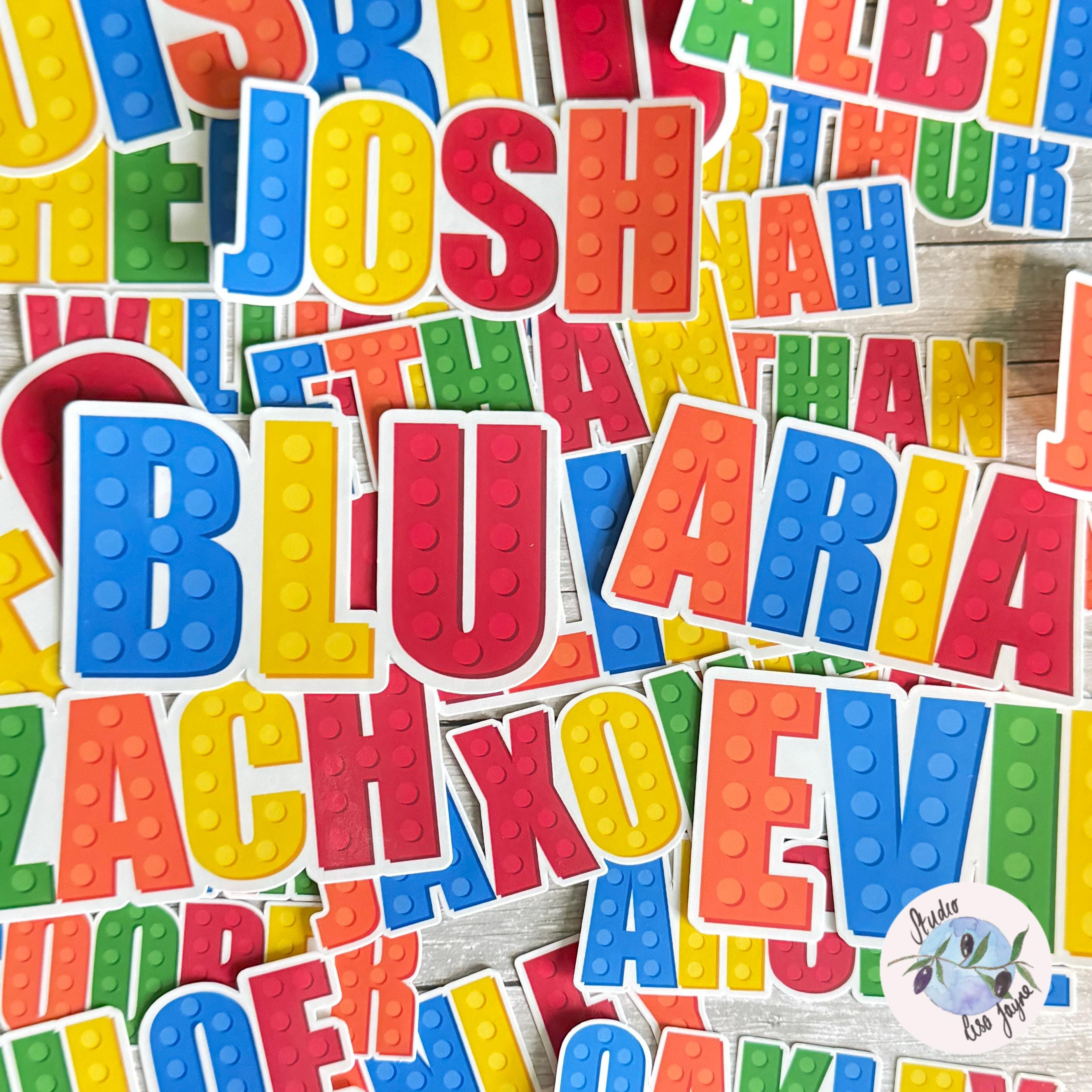 Building Block Colourful Name Sticker Label Kids