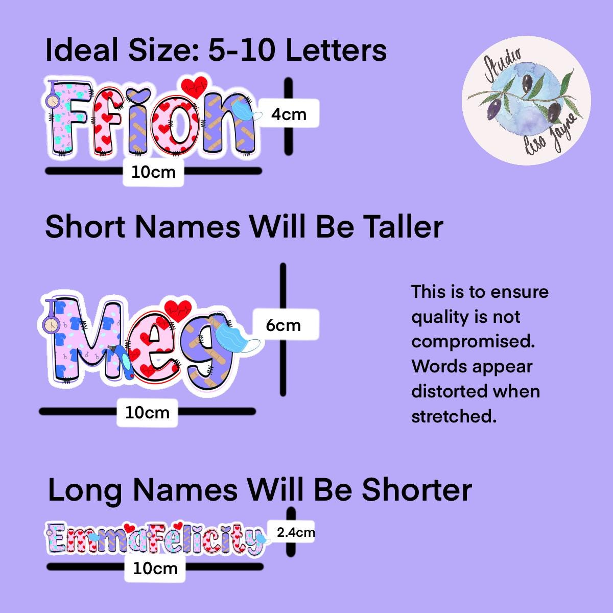 Nurse Healthcare Assistant Personalised Name Waterproof Vinyl Sticker For Smooth Surfaces - a group of letters with different sizes and numbers