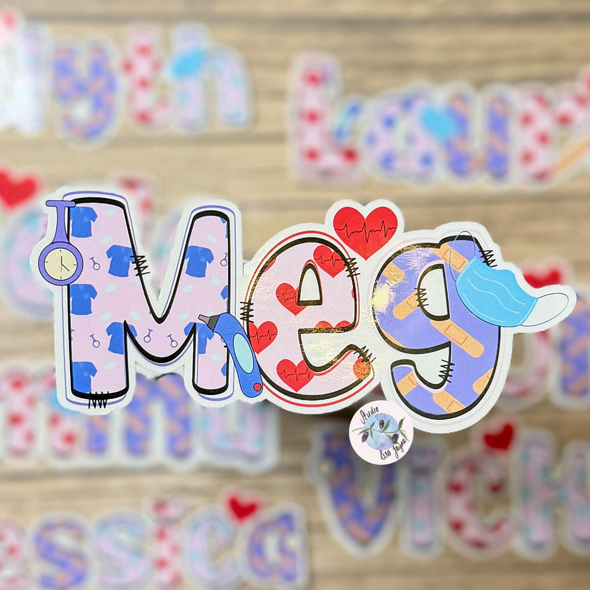 Nurse Healthcare Assistant Personalised Name Waterproof Vinyl Sticker For Smooth Surfaces - a Meg sticker of a name