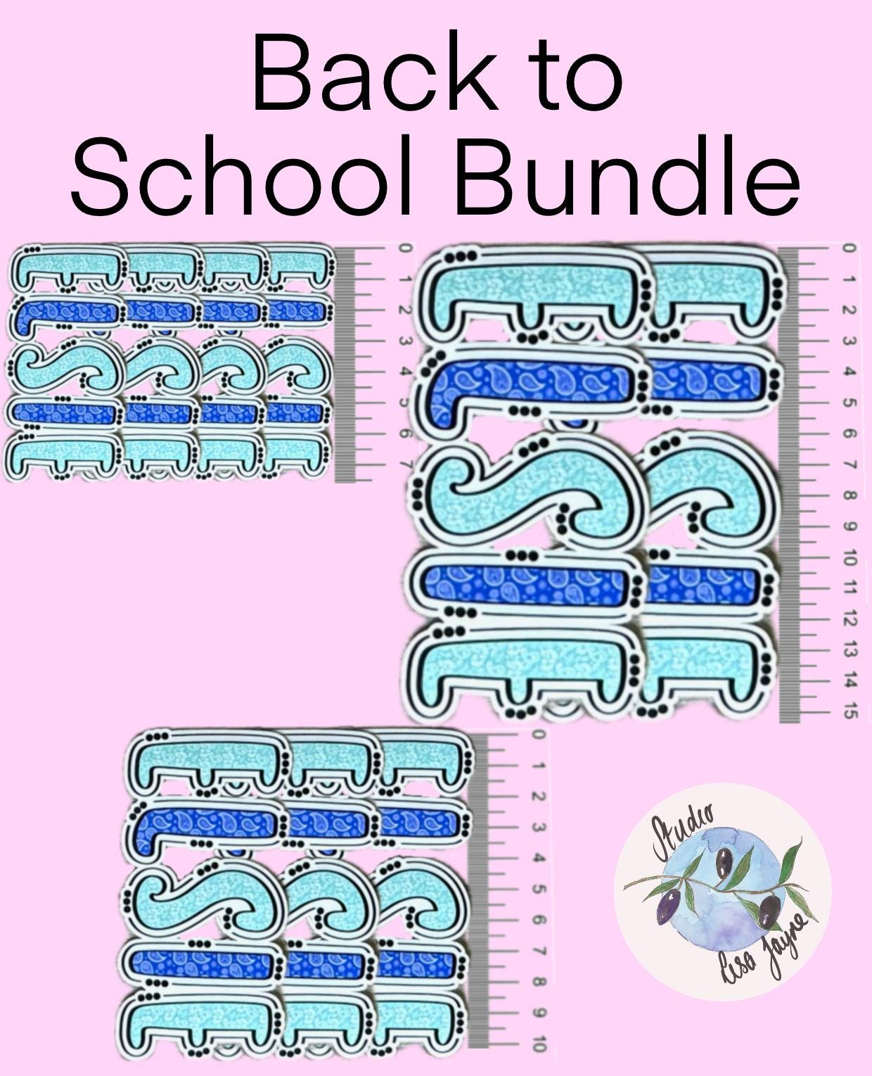 Paisley Pattern Name Sticker Label Kids - a blue and black stickers with letters and numbers