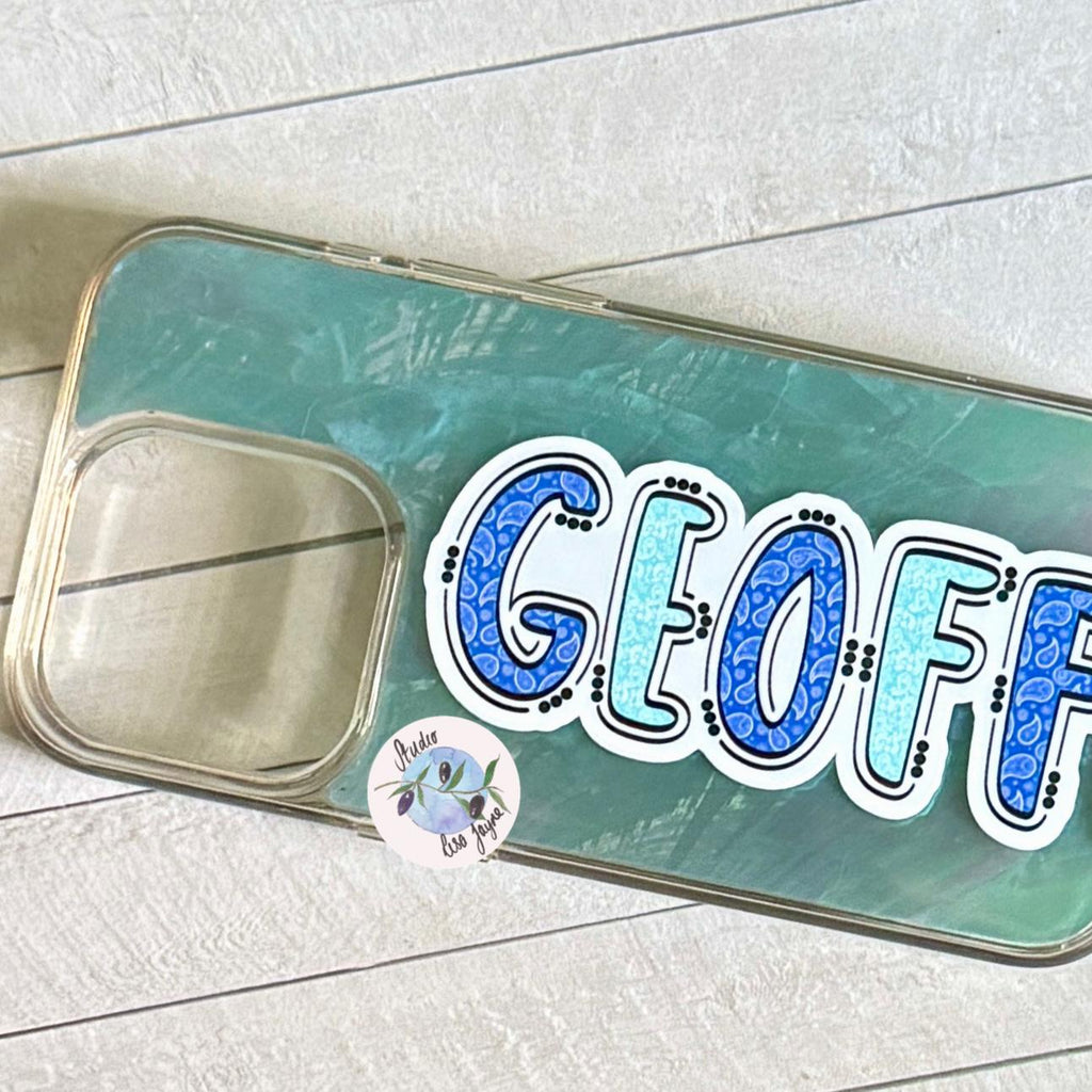 Paisley Pattern Name Sticker Label Kids - a phone case with a label