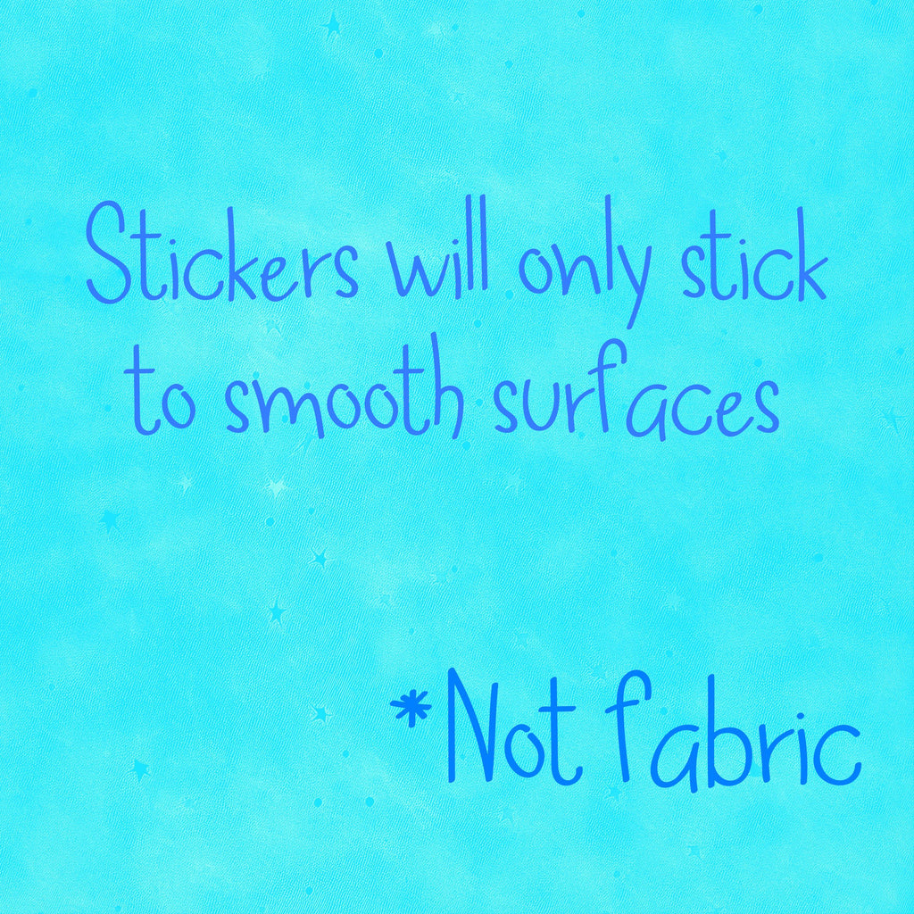 Monster Name Sticker for Smooth Surfaces - a blue surface with writing on it
