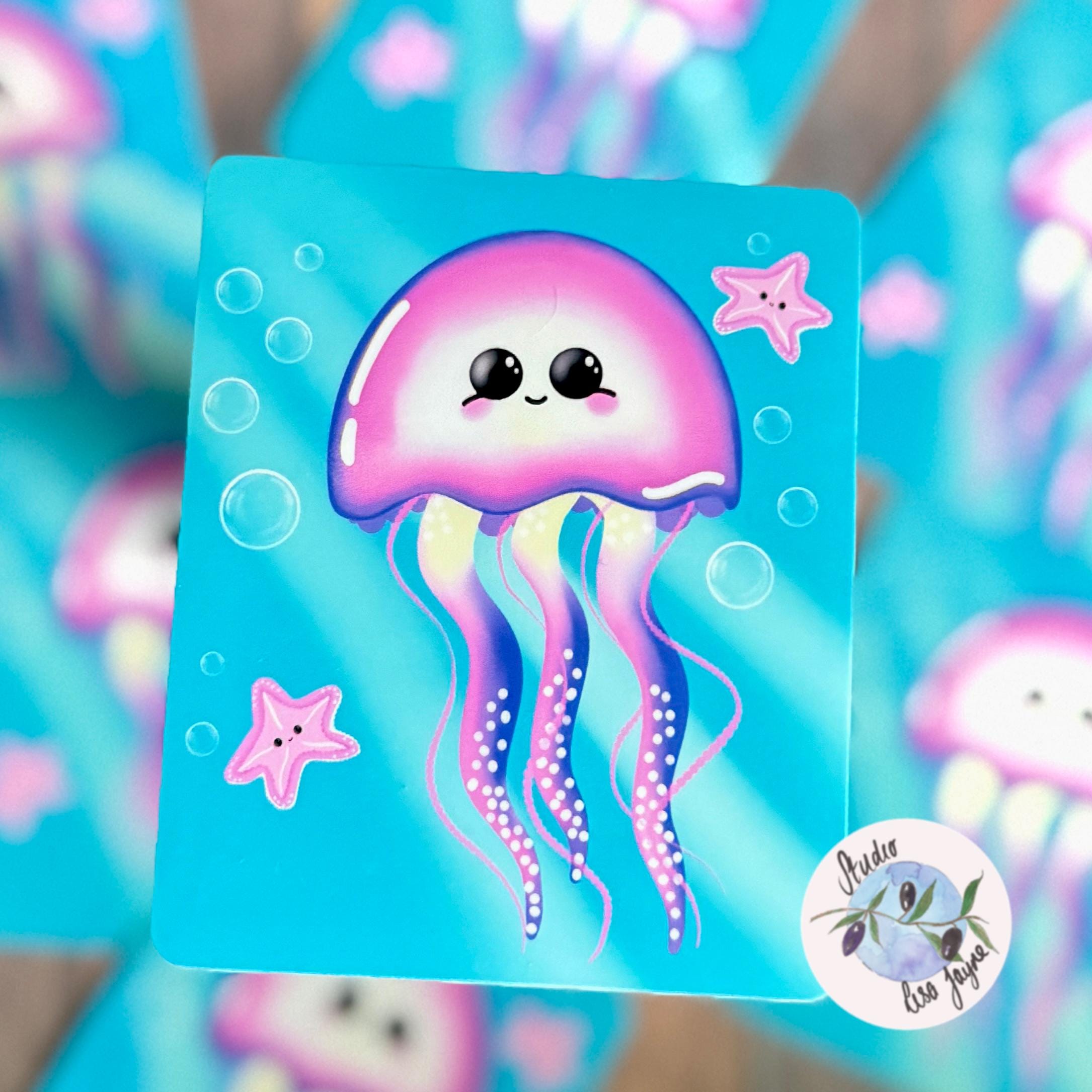Jellyfish Starfish Underwater Waterproof Vinyl Sticker Handmade Hand drawn
