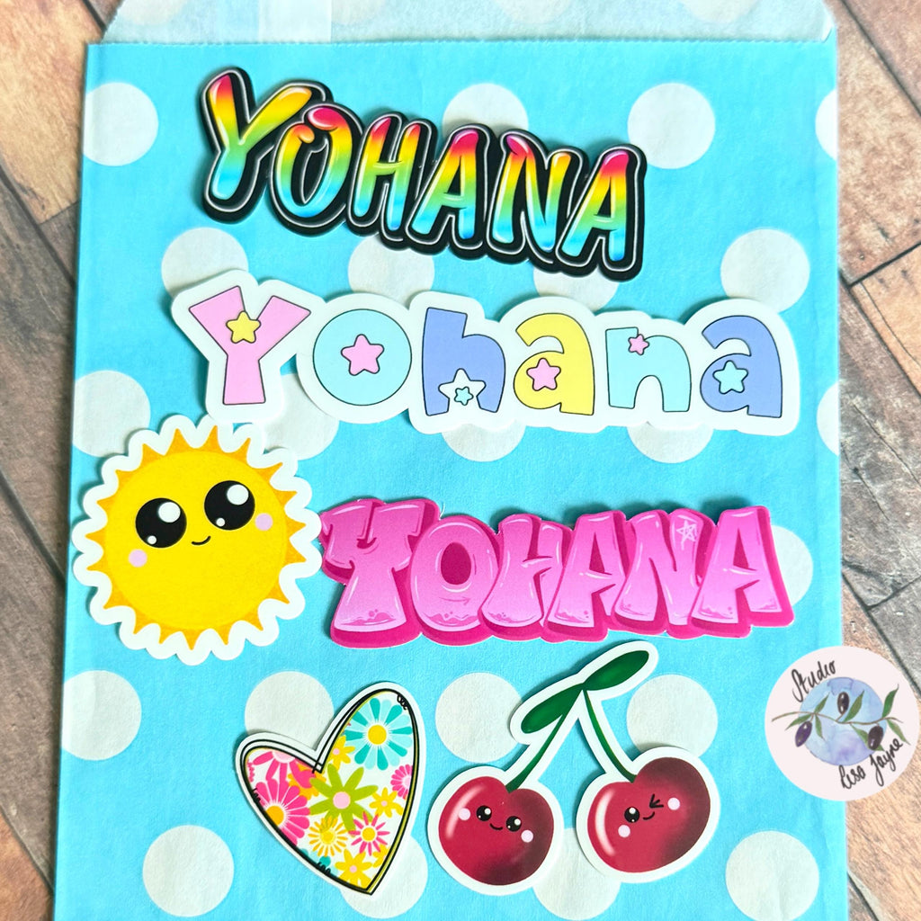 Party Bag name stickers – Waterproof Vinyl Stickers handmade