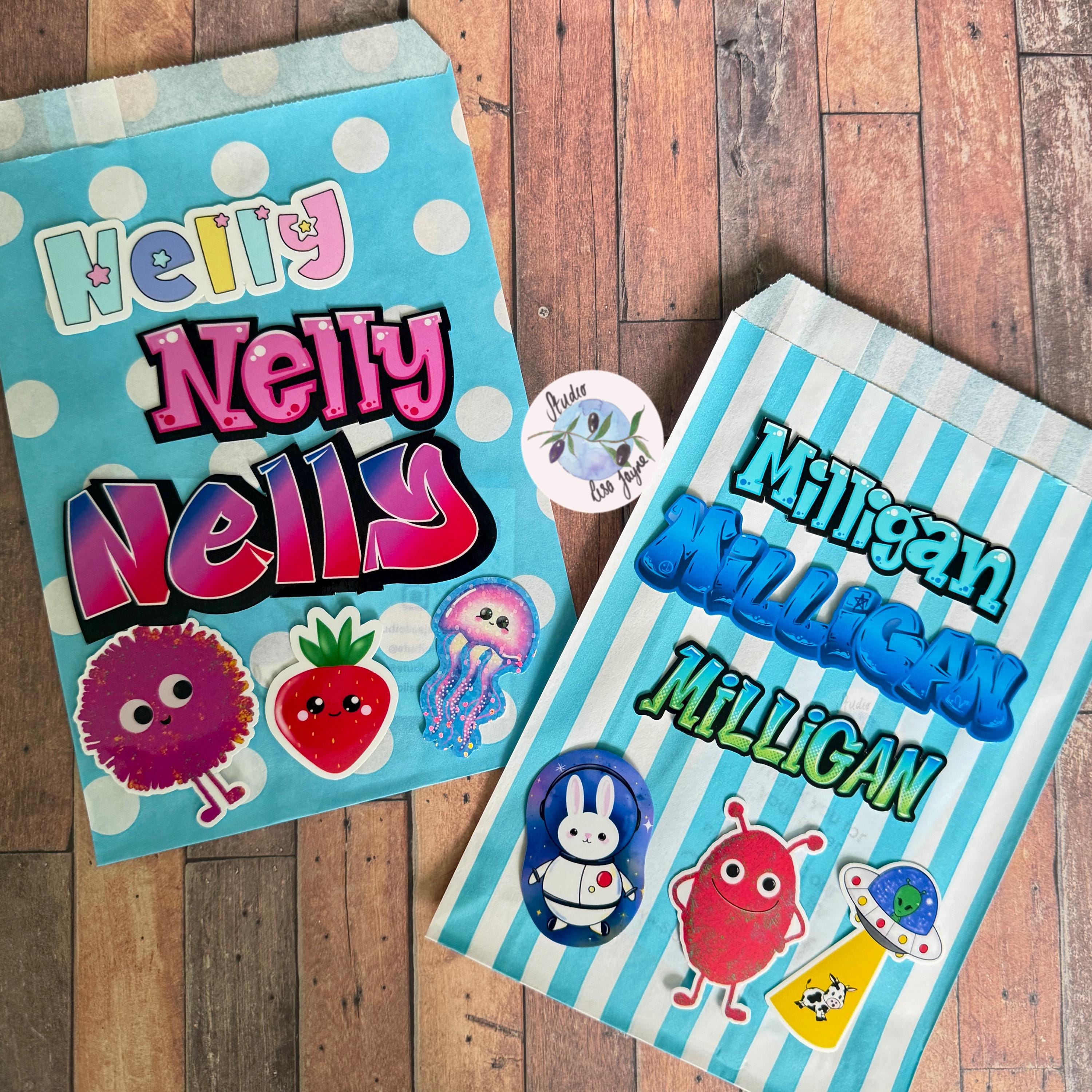 Party Bag name stickers – Waterproof Vinyl Stickers handmade