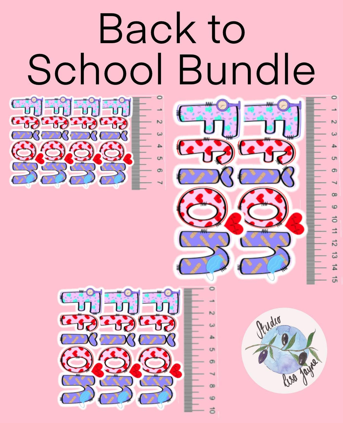 Nurse Healthcare Assistant Personalised Name Waterproof Vinyl Sticker For Smooth Surfaces - a ruler and numbers of letters and numbers