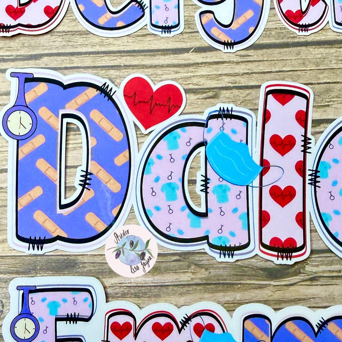 Nurse Healthcare Assistant Personalised Name Waterproof Vinyl Sticker For Smooth Surfaces - a close up of a Dale name sticker