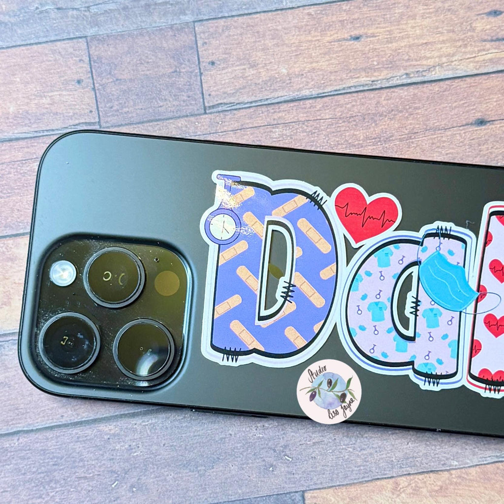 Nurse Healthcare Assistant Personalised Name Waterproof Vinyl Sticker For Smooth Surfaces - a phone case with stickers on it