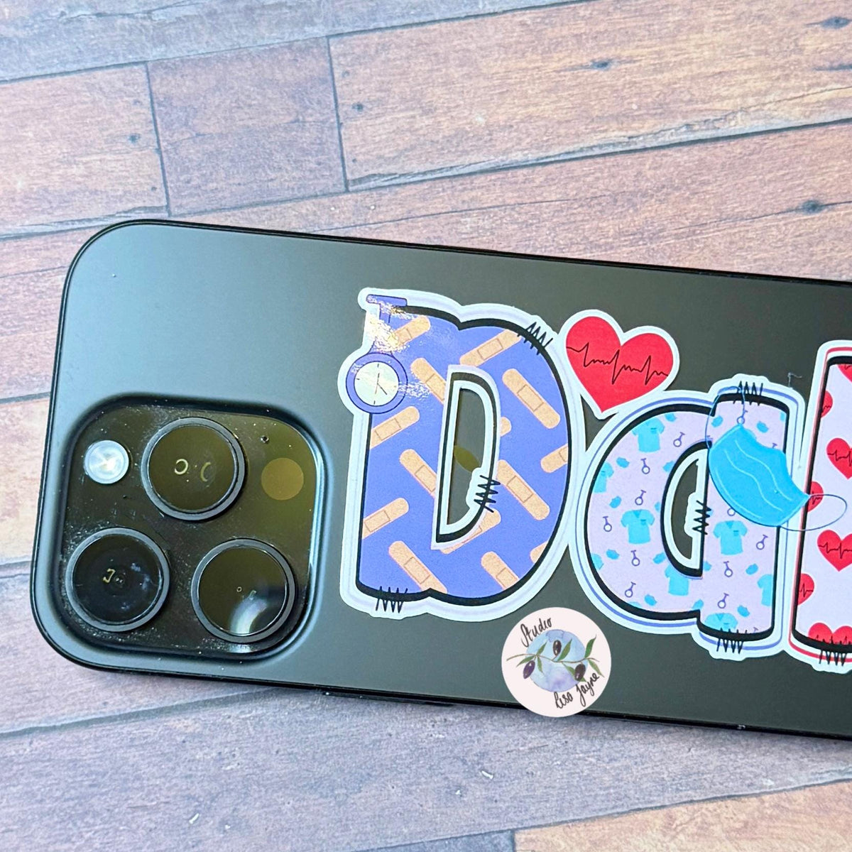 Nurse Healthcare Assistant Personalised Name Waterproof Vinyl Sticker For Smooth Surfaces - a phone case with stickers on it