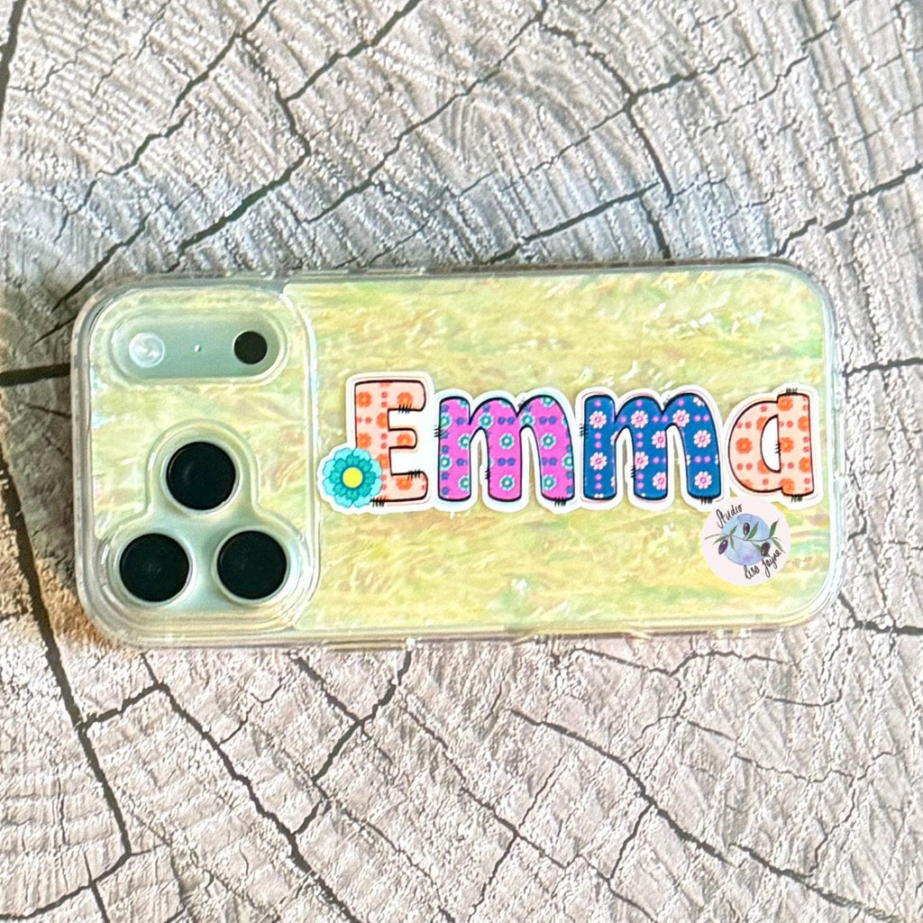 Retro Floral Personalised Name Waterproof Vinyl Sticker For Smooth Surfaces - a phone case with a name on it