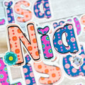 Retro Floral Personalised Name Waterproof Vinyl Sticker For Smooth Surfaces - Nia in a bright Colourful style
