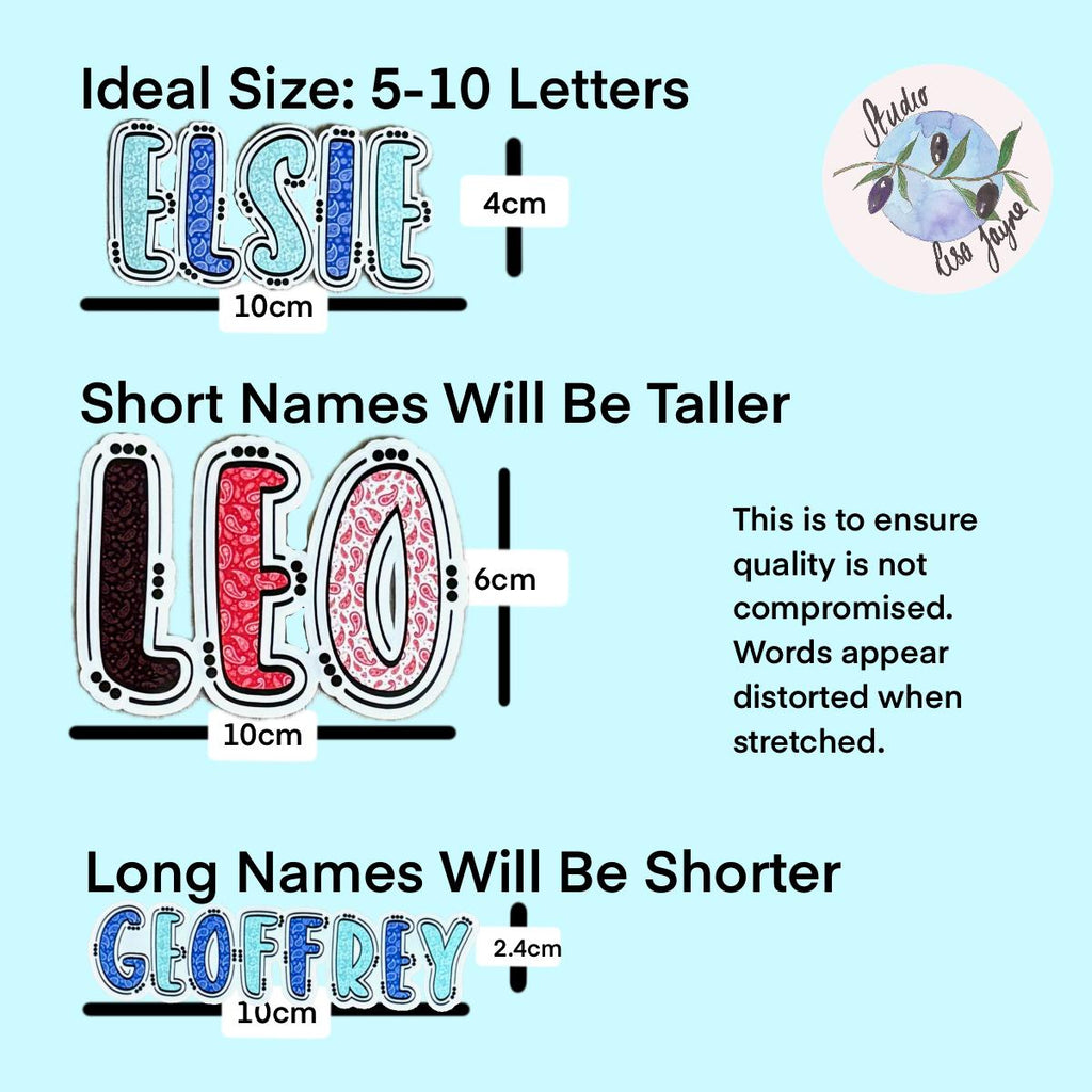 Paisley Pattern Name Sticker Label Kids - a group of letters and numbers