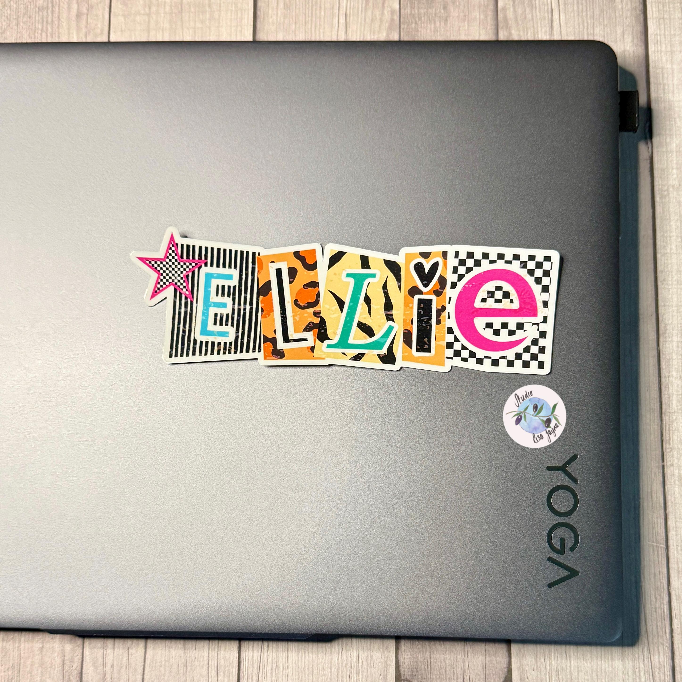 Mismatched Ransom Note animal print Personalised Name Waterproof Vinyl Sticker For Smooth Surfaces