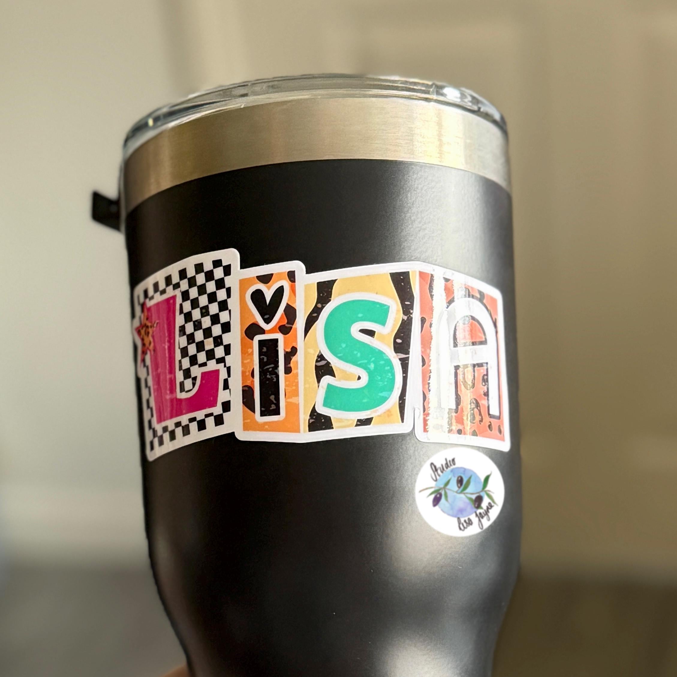 Mismatched Ransom Note animal print Personalised Name Waterproof Vinyl Sticker For Smooth Surfaces