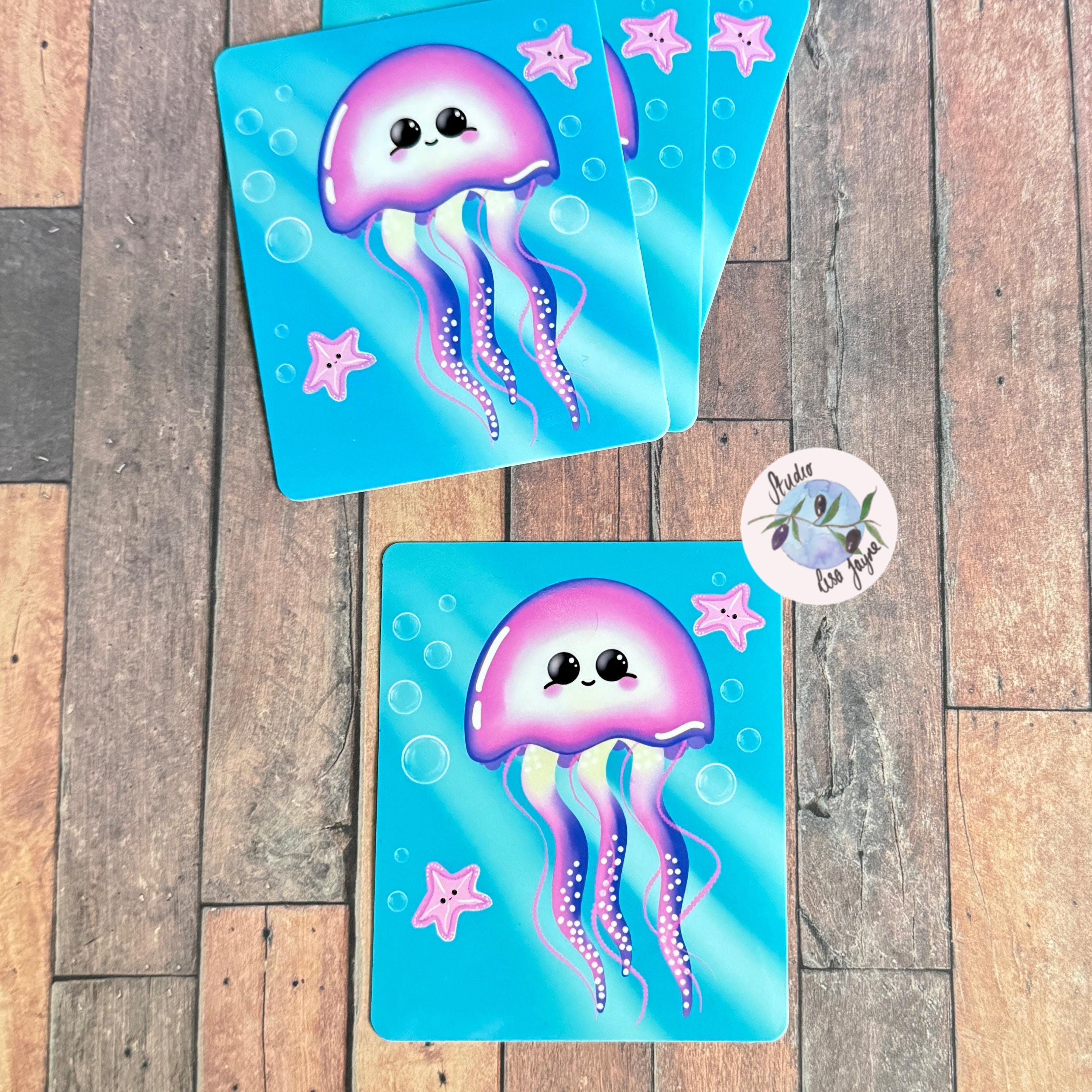 Jellyfish Starfish Underwater Waterproof Vinyl Sticker Handmade Hand drawn