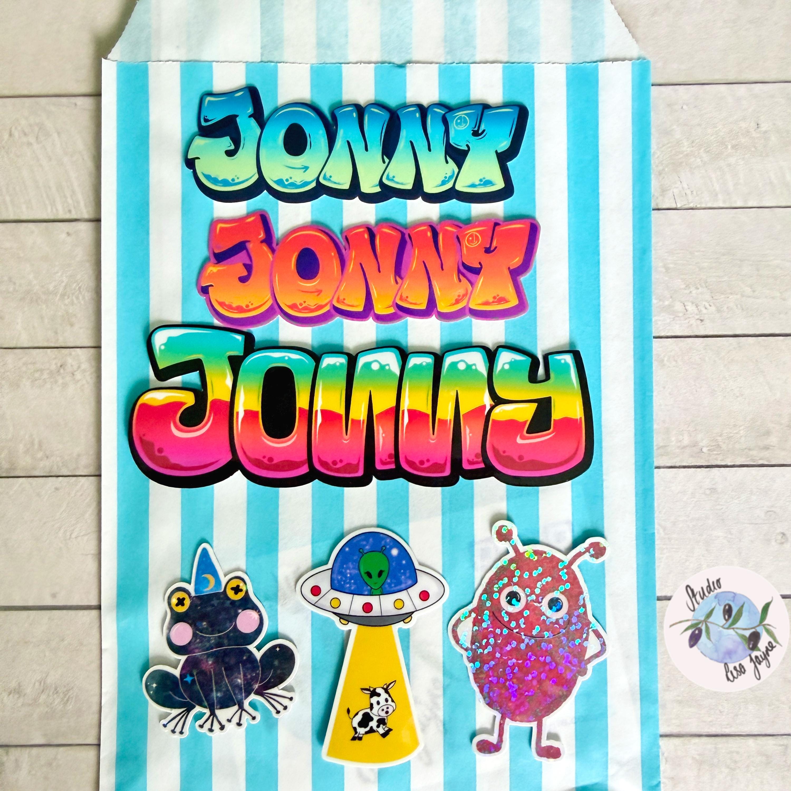 Party Bag name stickers – Waterproof Vinyl Stickers handmade