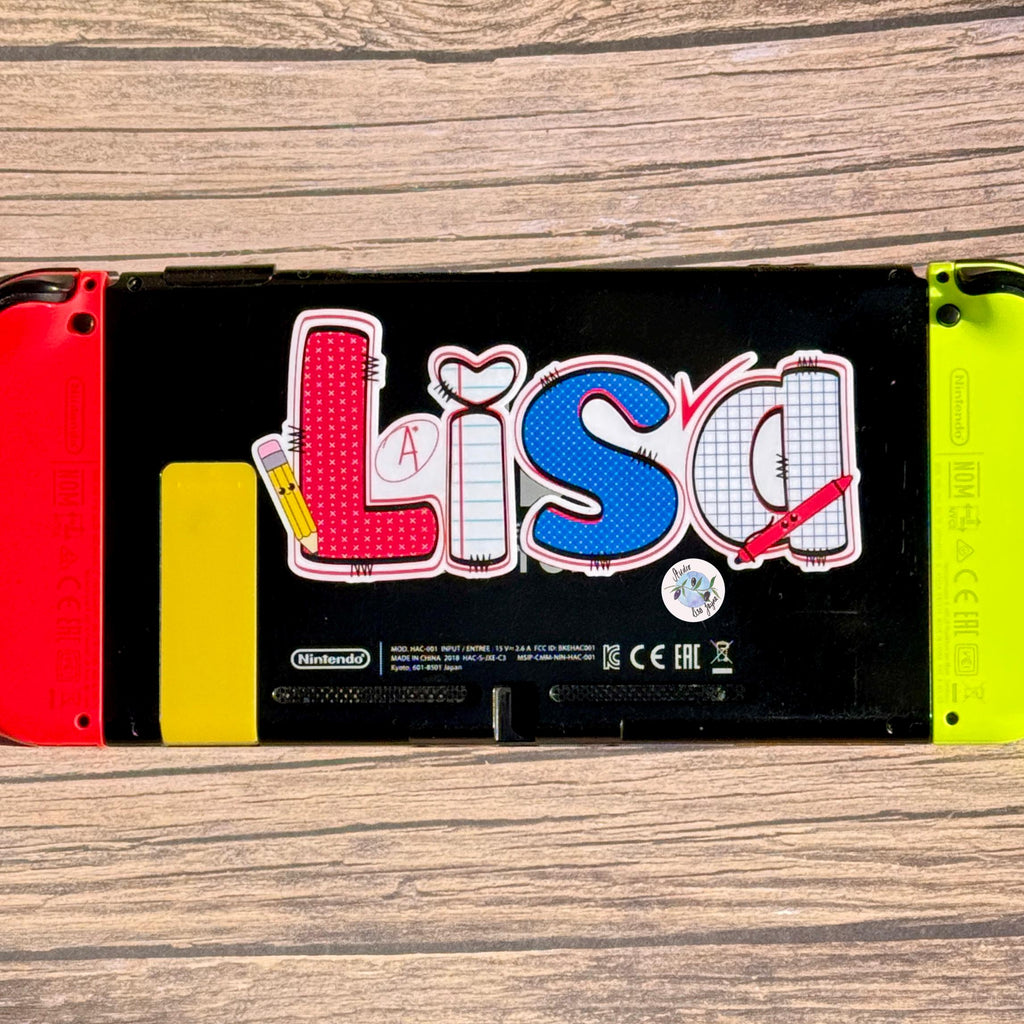 Teacher Name Sticker Label - a rectangular object with a colorful cover